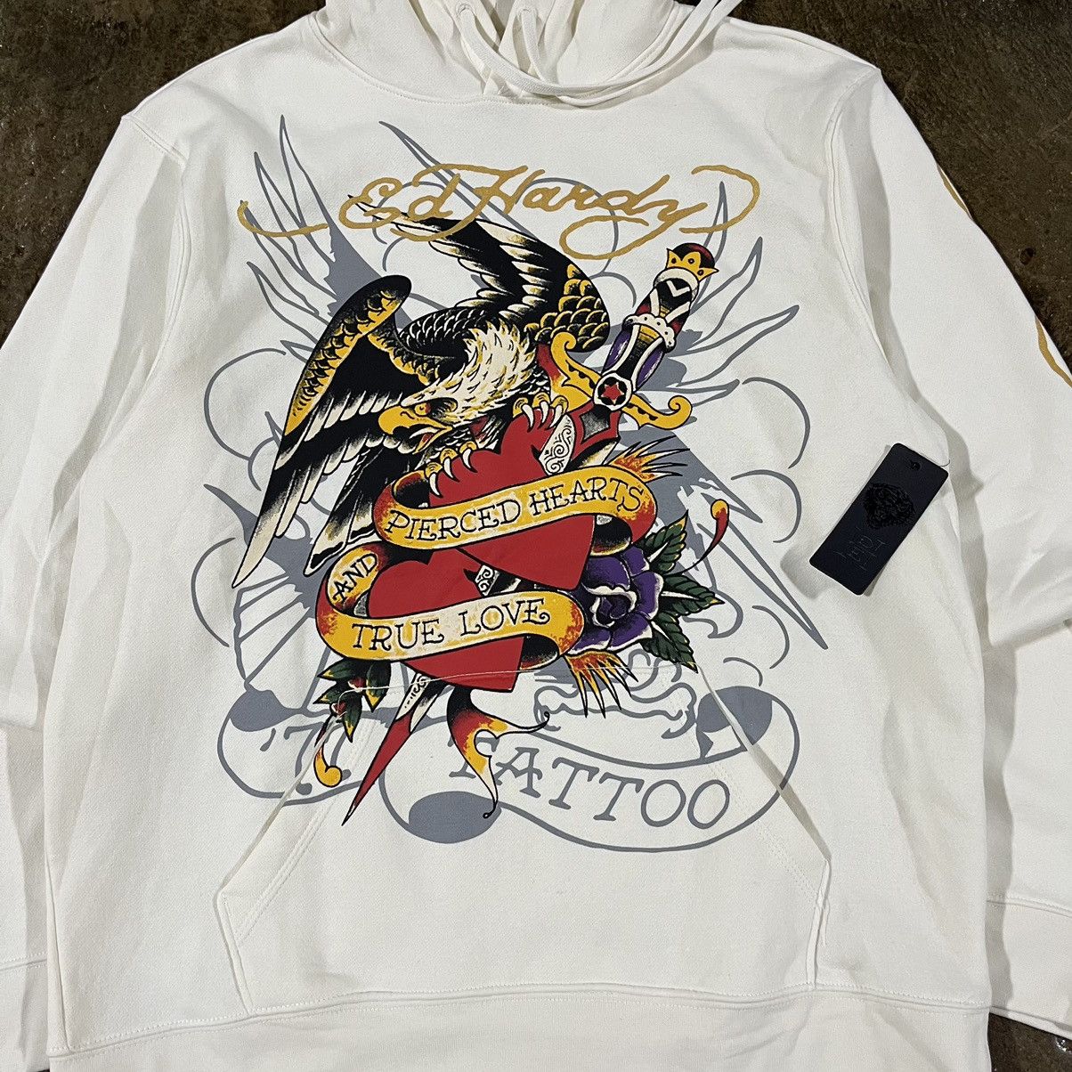 Ed Hardy × Vintage Crazy Y2K Ed Hardy Grunge Goth Skater Style Hoodie NWT Size US L / EU 52-54 / 3 - 4 Thumbnail