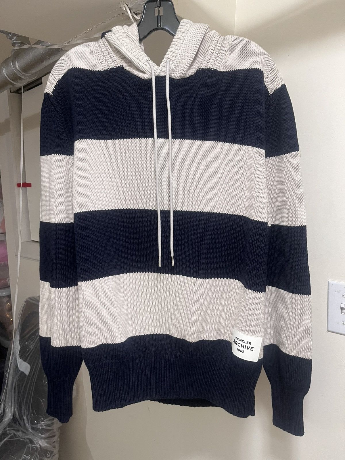Moncler Moncler Cotton Striped Knit Hoodie Sz XL Size US XL / EU 56 / 4 - 4 Thumbnail