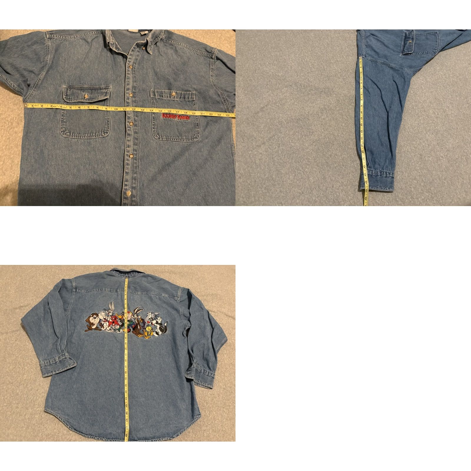 Vintage VINTAGE 1993 Acme Denim Shirt Embroidered Bugs Bunny 90s Cartoon Long Sleeve Men Medium Blue Cotton Button-Up Shirt Size US M / EU 48-50 / 2 - 8 Thumbnail