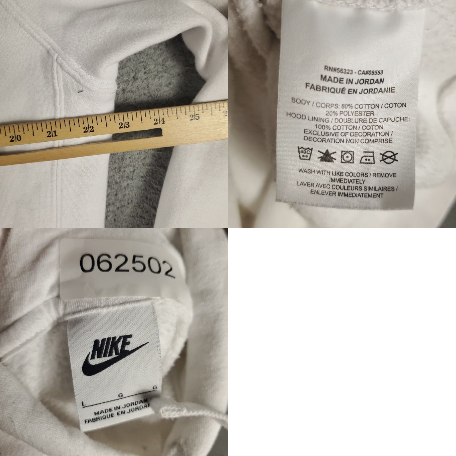 Nike Nike Mens Large White Hooded Pullover Hoodie Sweatshirt Swoosh Casual Stained Sweatshirt Size US L / EU 52-54 / 3 - 8 Thumbnail