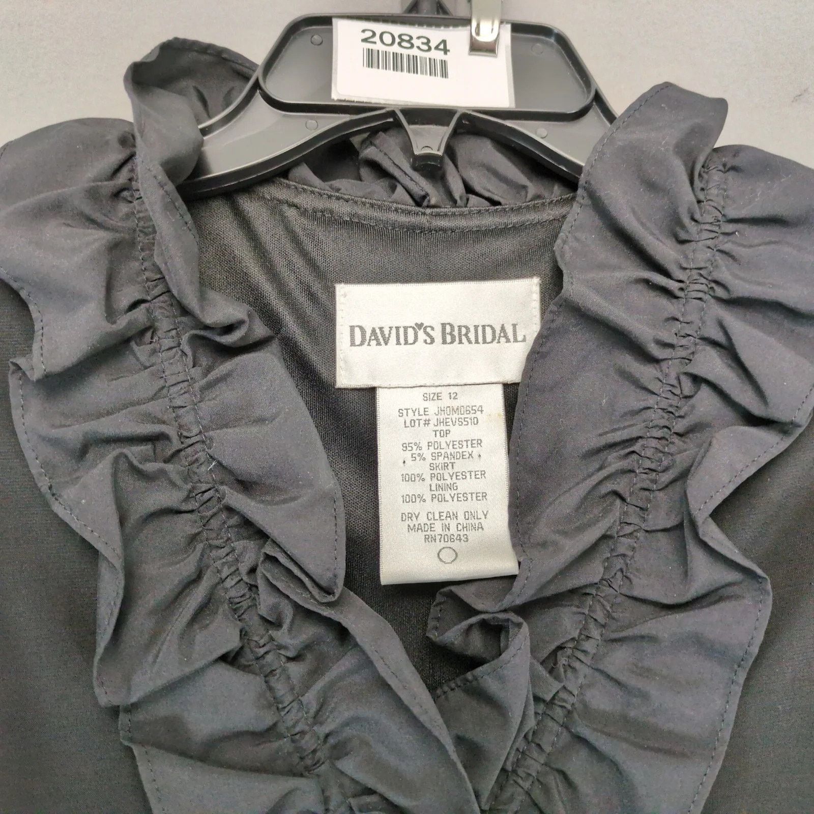 Vintage David's Bridal Black Ruffle Sleeveless Midi Dress 12 Pleated Size XL / US 12-14 / IT 48-50 - 3 Thumbnail