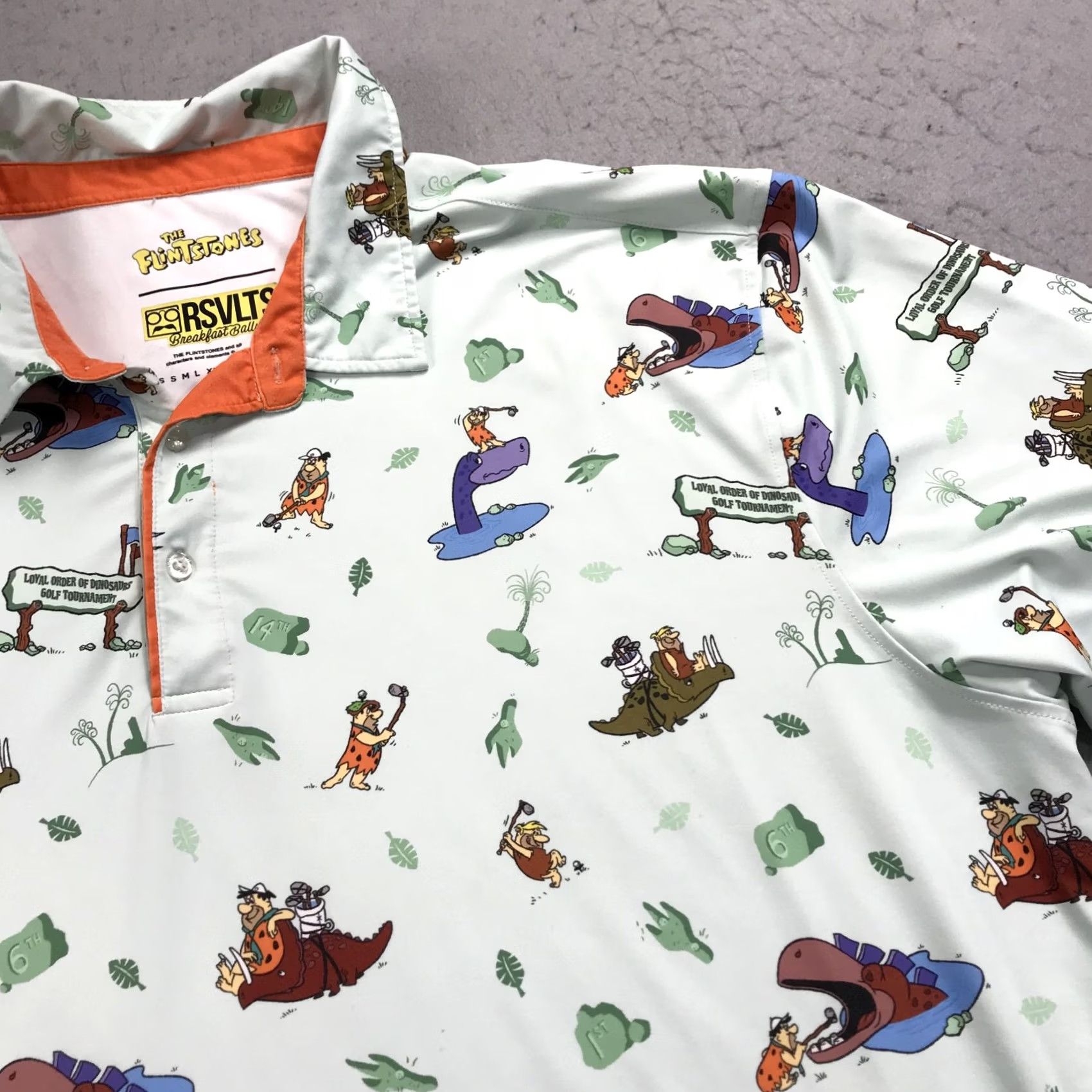 Vintage RSVLTS Flintstones Polo Shirt Mens 3XL Green Breakfast Balls Loud Stretch Logo Polo Shirt Mens Green 3XL RSVLTS Size US XXL / EU 58 / 5 - 3 Thumbnail