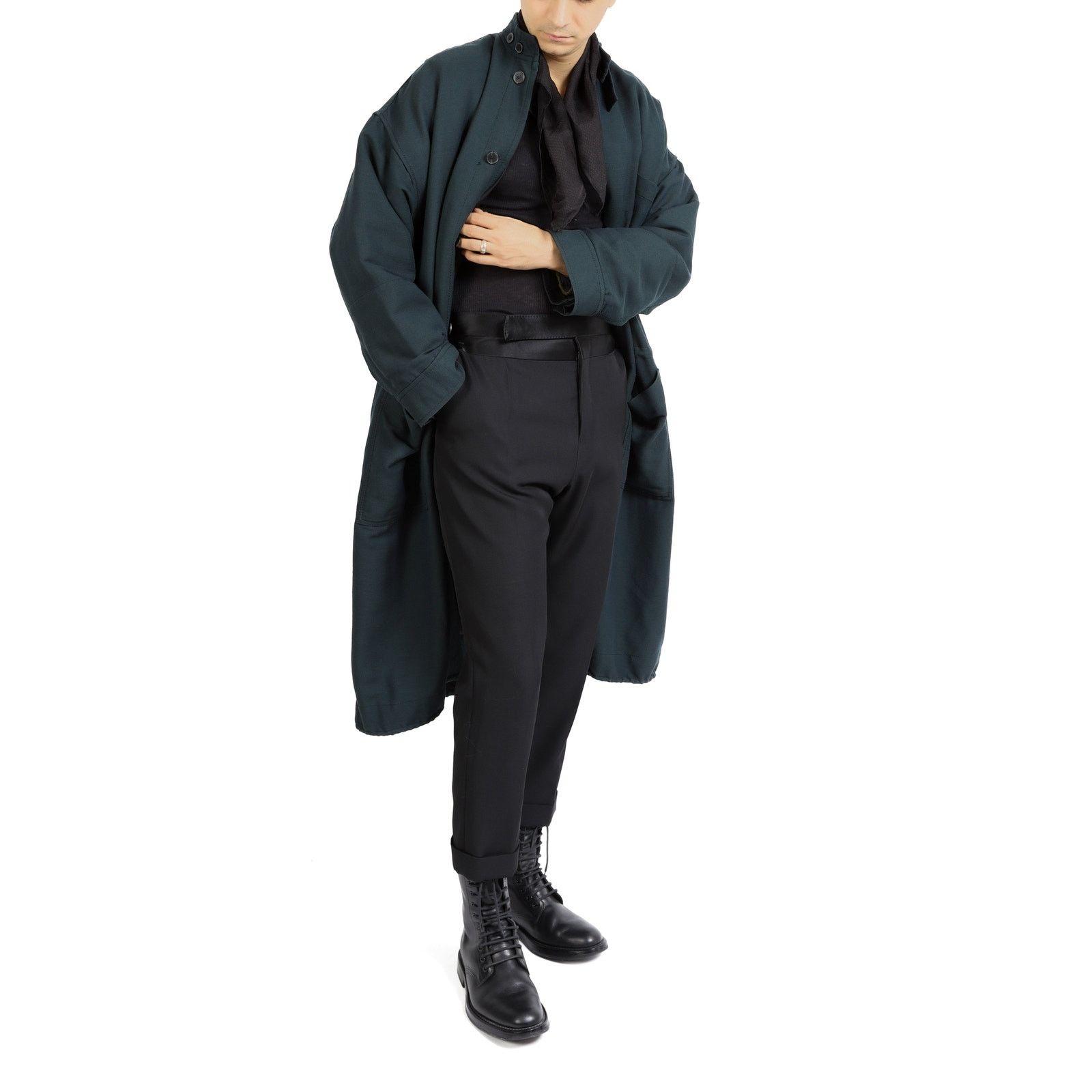 Haider Ackermann FW17 Oversized Quilted Coat in Teal Wool Size US XS / EU 42 / 0 - 6 Thumbnail