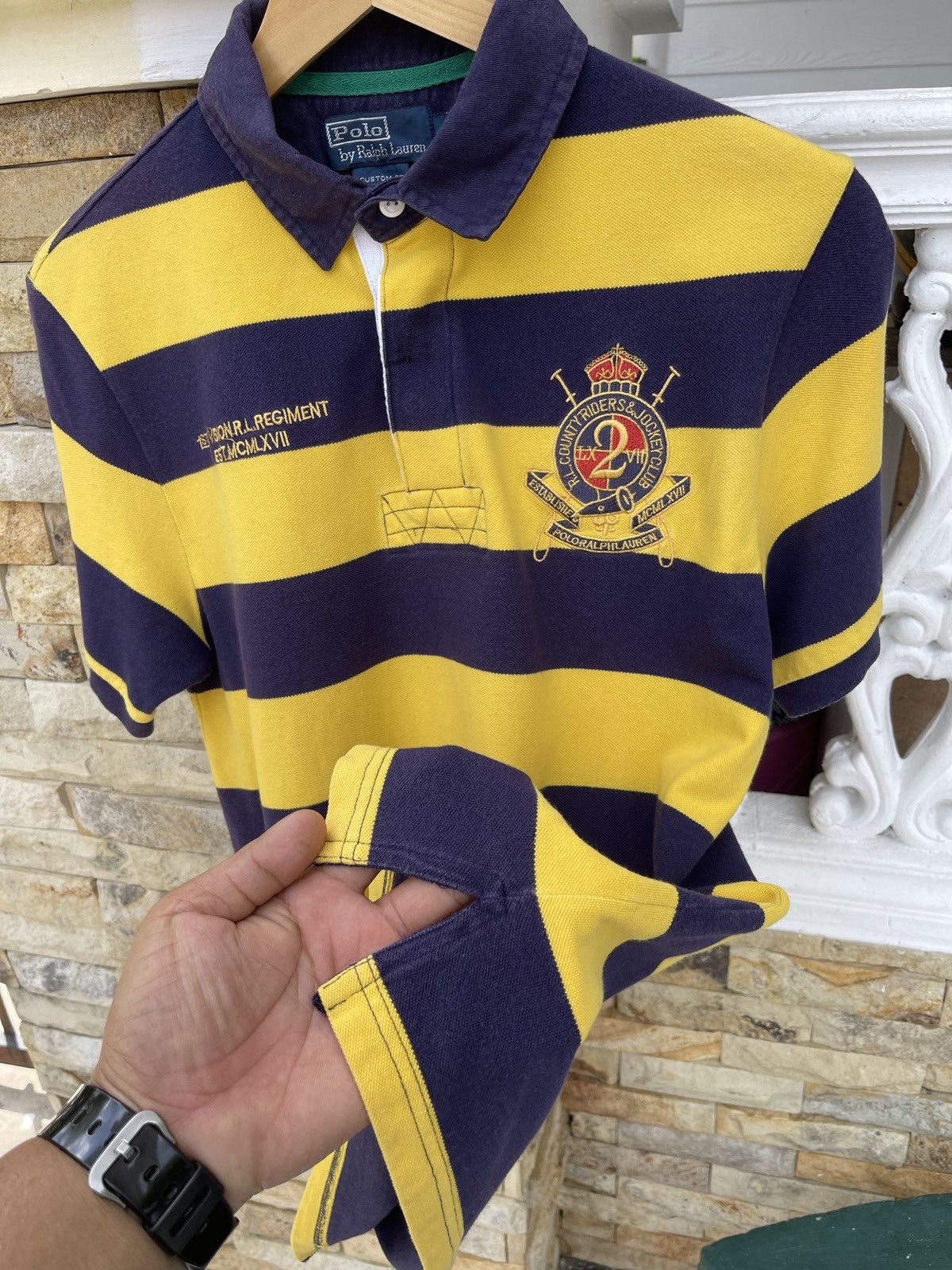 OVER THE STRiPES Rare🔥Vintage POLO RALPH LAUREN RUGBY T Shirt Size US M / EU 48-50 / 2 - 9 Thumbnail