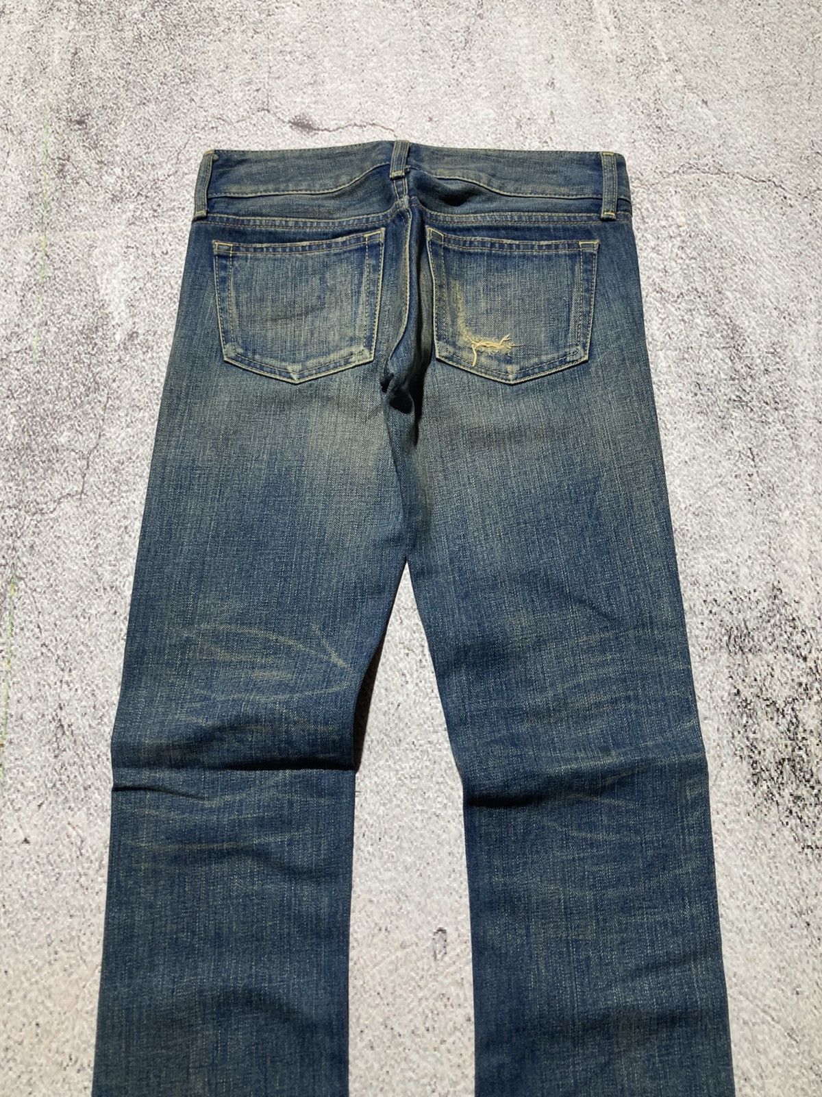 Japanese Brand 🇯🇵 2000s SLY Japan Ripped Bootcut Denim Jeans Pants Blue Wash Size US 26 / EU 42 - 14 Thumbnail