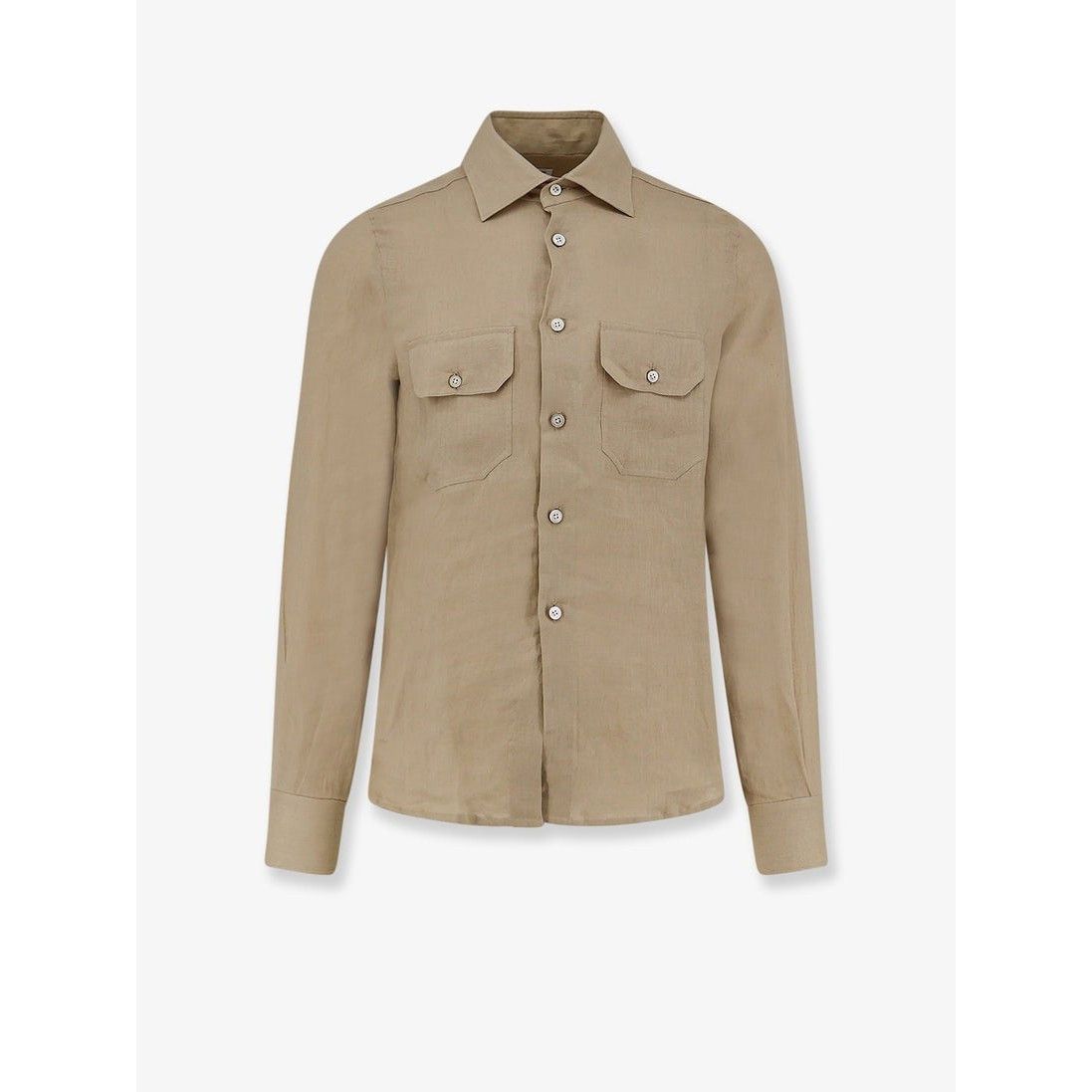 KITON Ciro Paone Brown Linen Shirt New & Authentic (Men's si