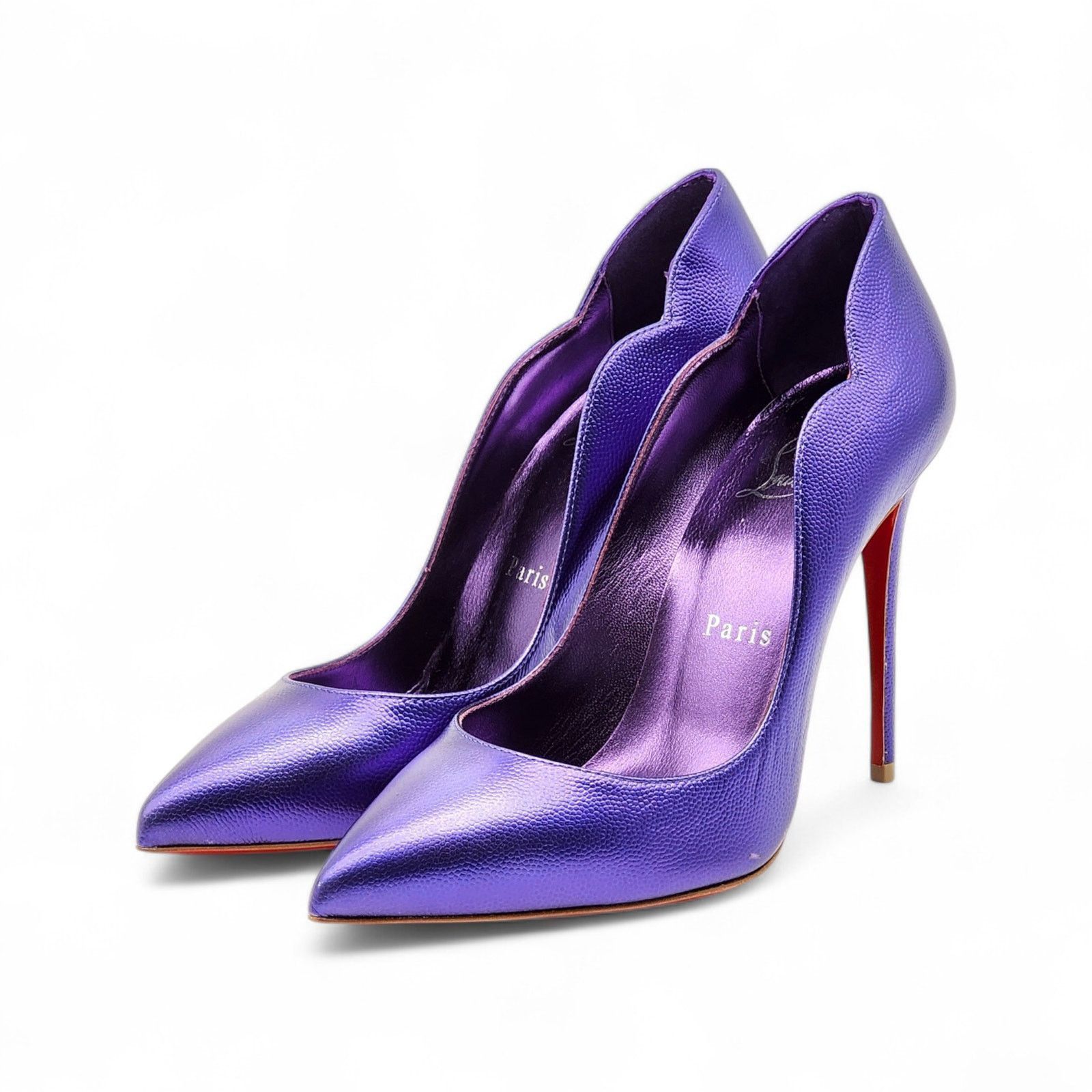 Christian Louboutin Hot Chick Leather Pumps 100Mm Purple Eu 37.5 Us 7 - Nwb $845 Shoes, Women's