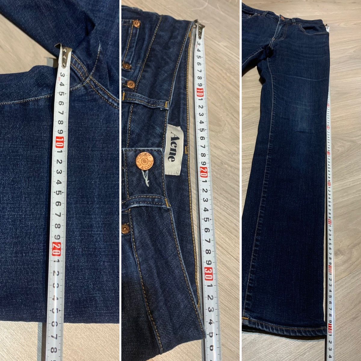 Acne Studios × Jean Acne Needle Soft Raw Jeans Pants Denim Faded Dark Wash 31/34 Size 31" - 7 Thumbnail