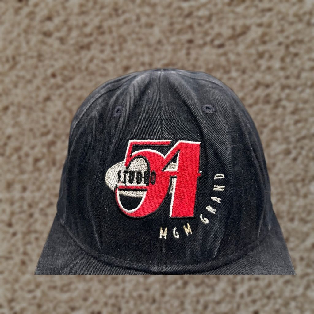 Vintage MGM Grand Hat Cap Strap Back Adult One Size Black 100% Cotton Studio 54 Las Vegas Casino Size ONE SIZE - 1 Thumbnail