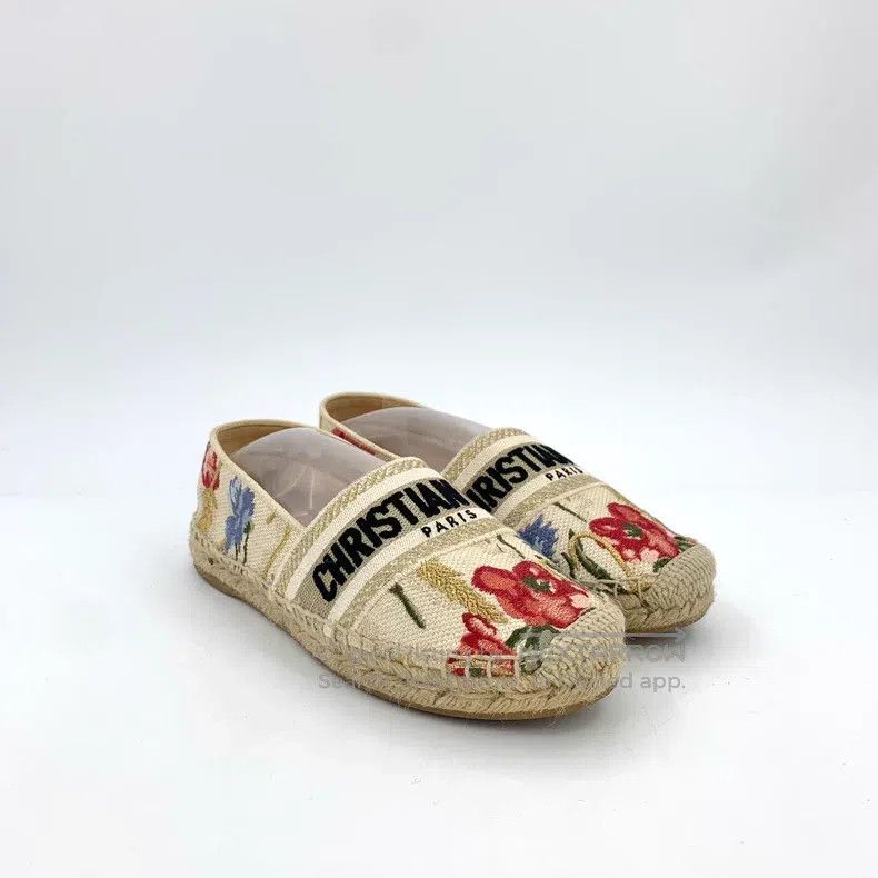 Dior Dior Beige floral letter embroidery fabric one-pedal fishe Size US 6.5 / IT 36.5 - 2 Thumbnail