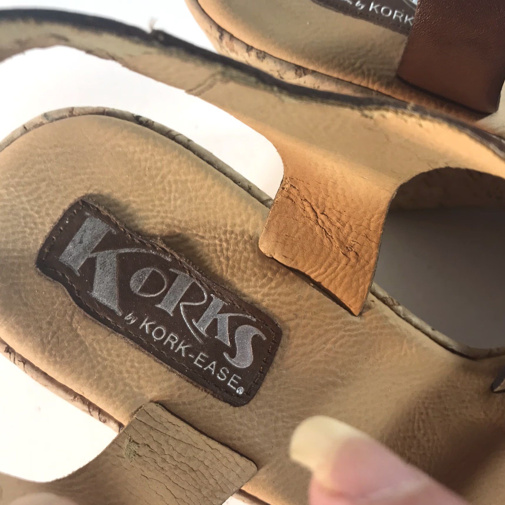 Vintage VINTAGE Korks By Kork Ease Women's Leather Wedges Sandals Size 10 Brown 4in Heel Ankle Strap Size US 10 / IT 40 - 4 Thumbnail