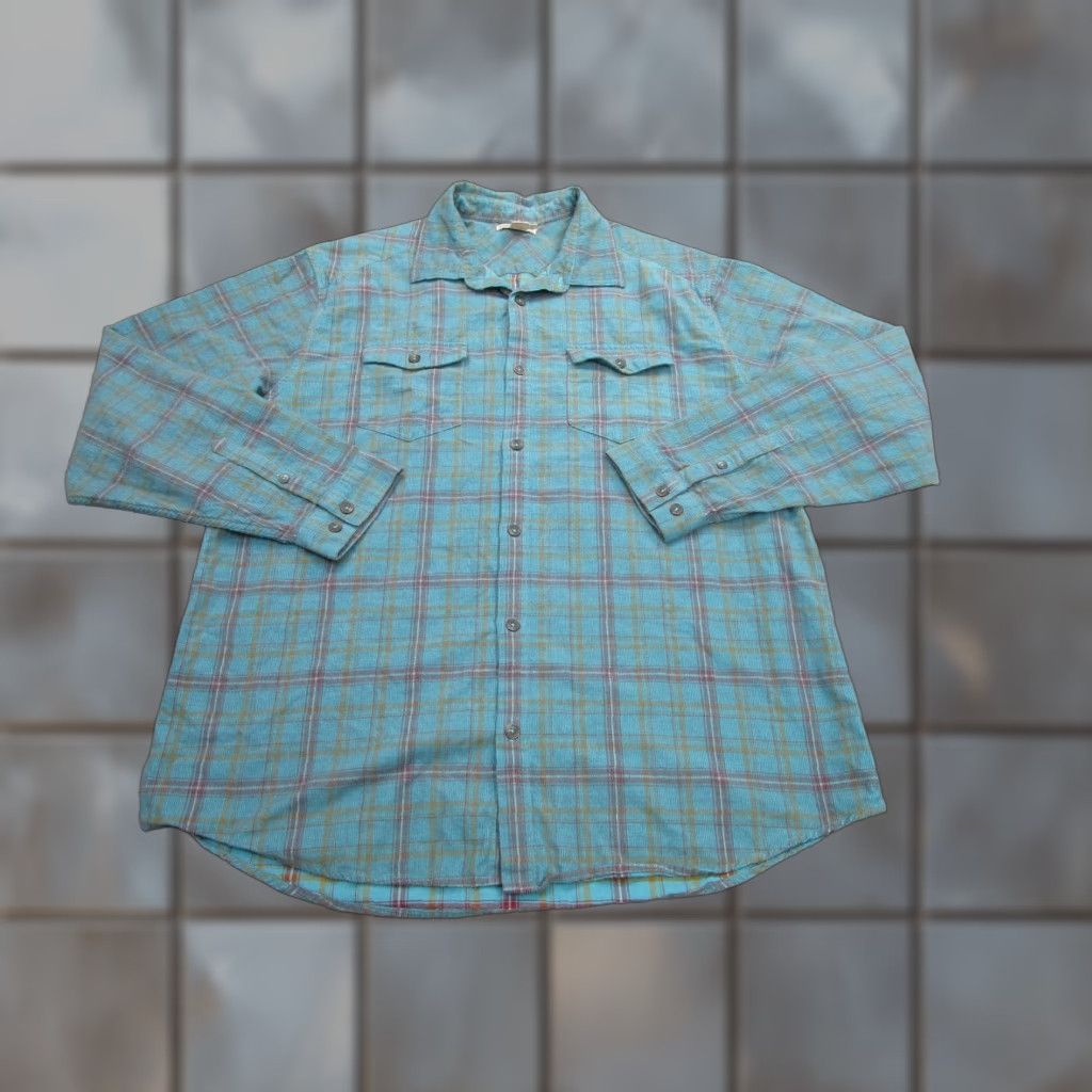 Carbon2Cobalt Carbon2Cobalt Button-Up Shirt Mens Large Blue Plaid Corduroy Western with Pockets Size US L / EU 52-54 / 3 - 1 Thumbnail