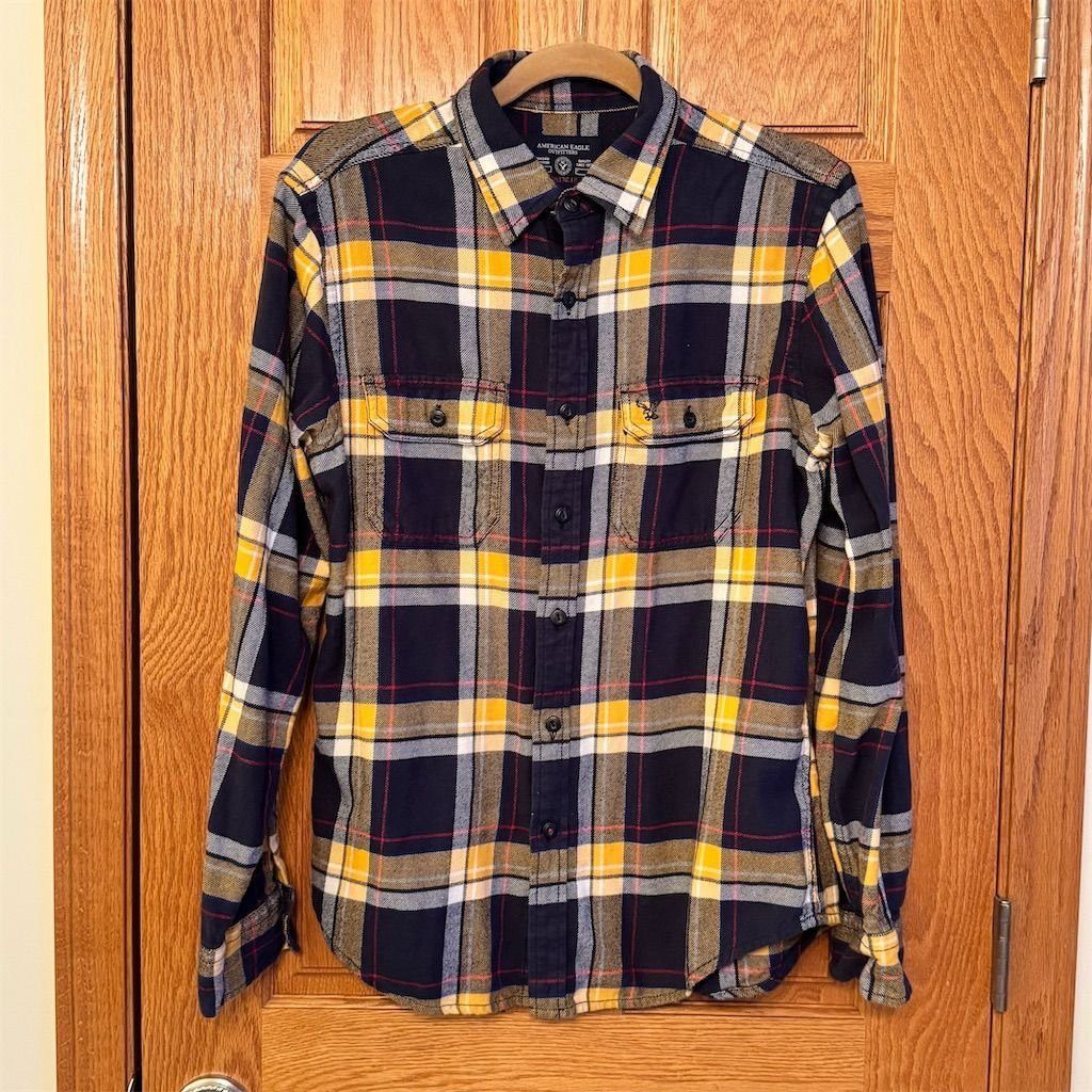 American Eagle Outfitters American Eagle Women's Plaid Flannel Shirt M Long Sleeve Bu Size M / US 6-8 / IT 42-44 - 1 Thumbnail