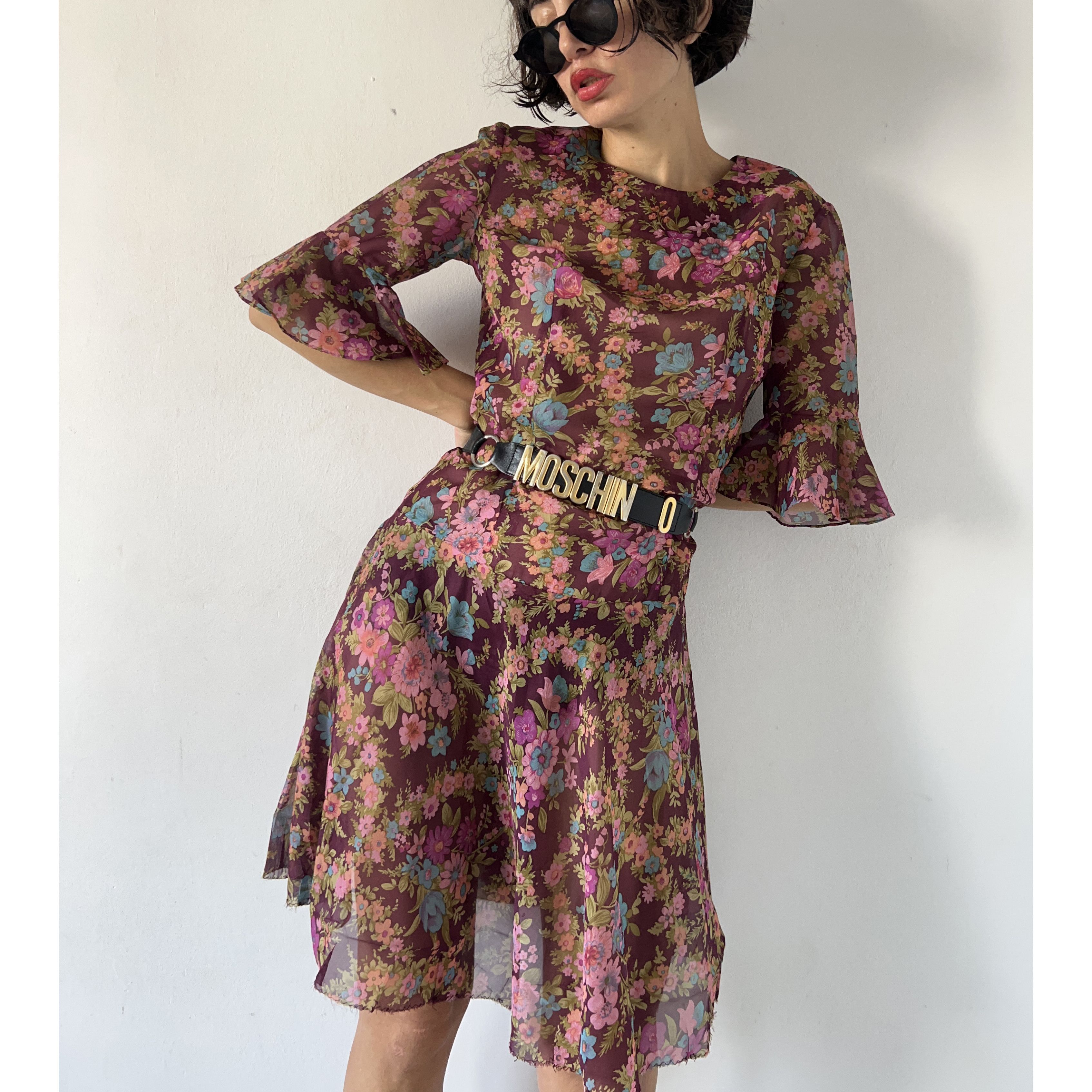 Vintage Vintage 70s floral semi sheer midi dress Size L / US 10 / IT 46 - 6 Thumbnail