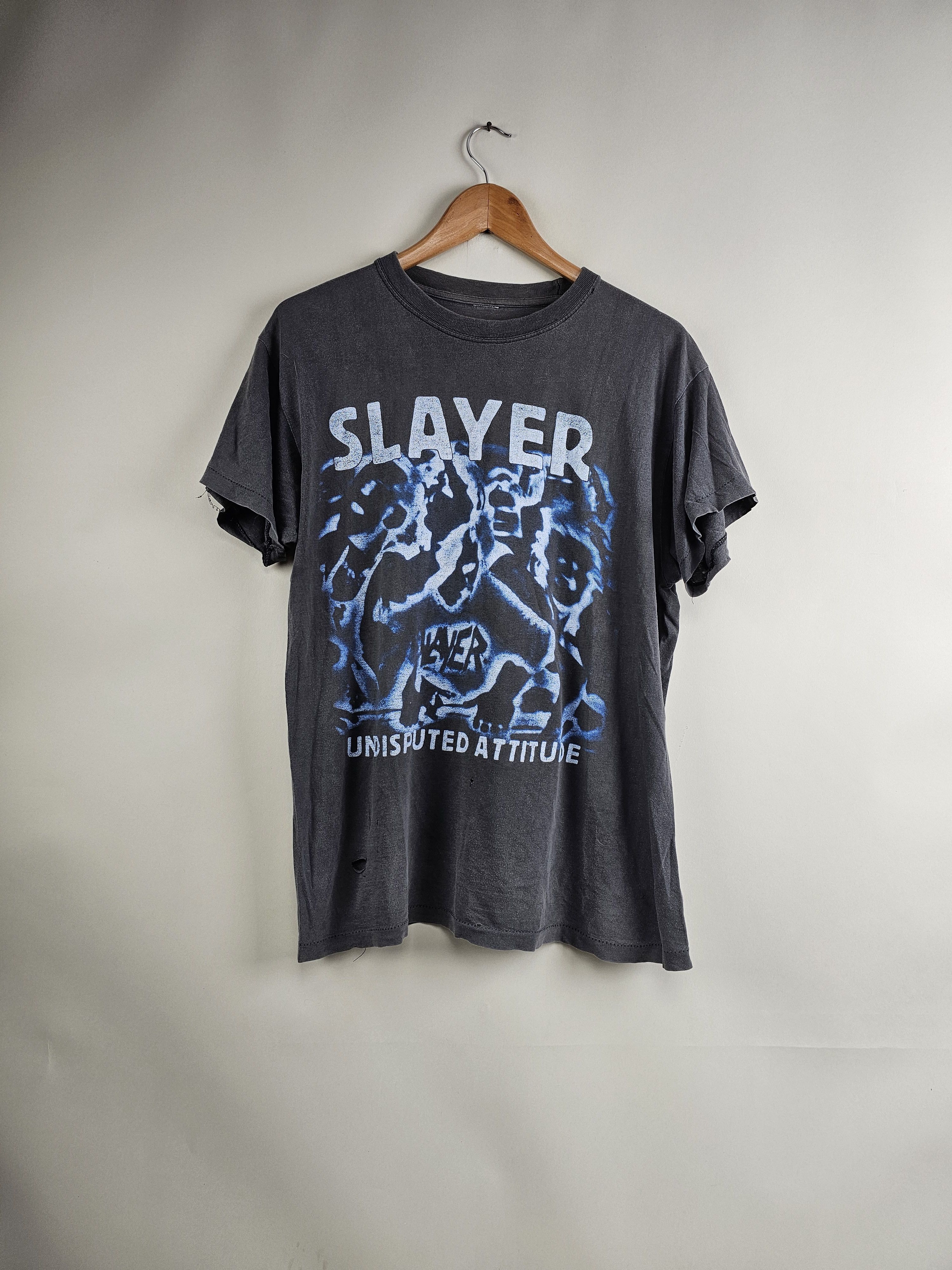 image of Band Tees x Slayer 90's Slayer Undisputed Attitude Faded 90's Metal L 21" 27" in Black (Size Large)