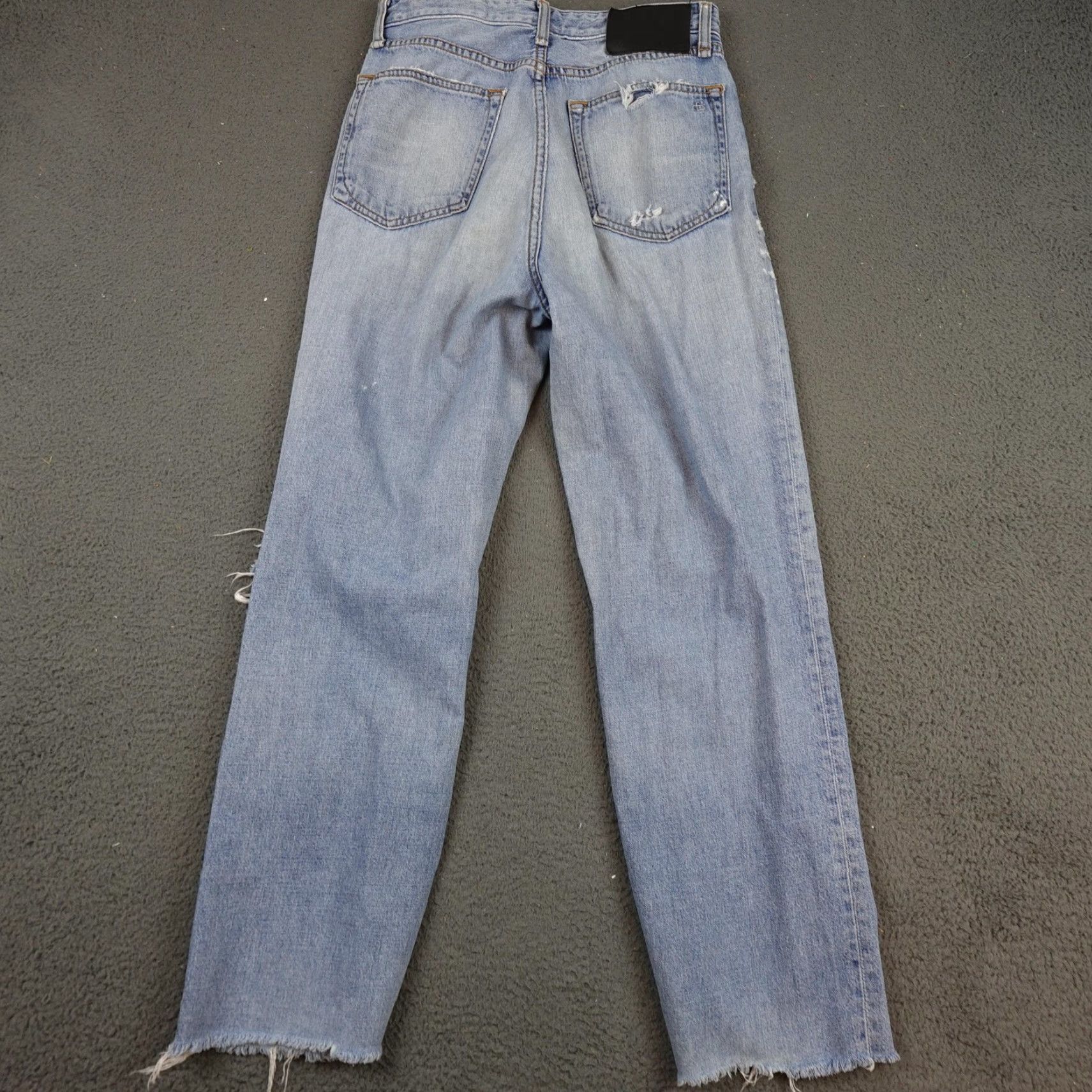 Rag & Bone Rag & bone Ruth Super High Rise Straight Jeans Womens 27 Blue Distressed Raw Hem Size 27" / US 4 / IT 40 - 7 Thumbnail