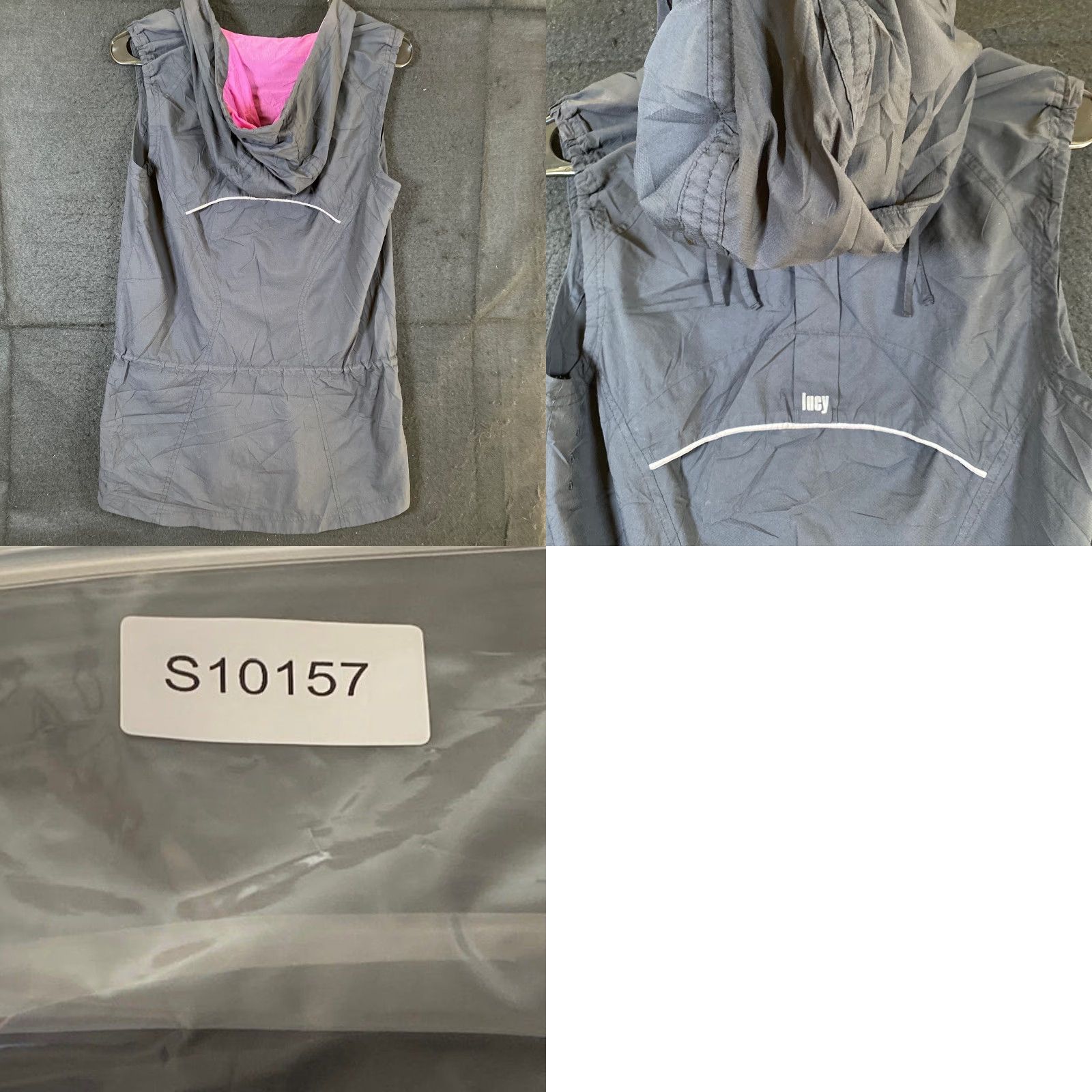 Vintage Lucy Womens Vest Dark Blue Full Zip Hooded LucyTech Lightweight Pocket XS Vest Satin Polyester Windbreaker Womens XS Size XS / US 0-2 / IT 36-38 - 8 Thumbnail