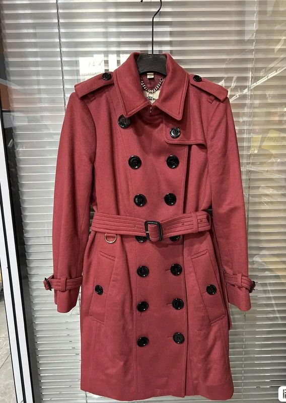 Burberry Coral Pink Mid-Length Cashmere Coat