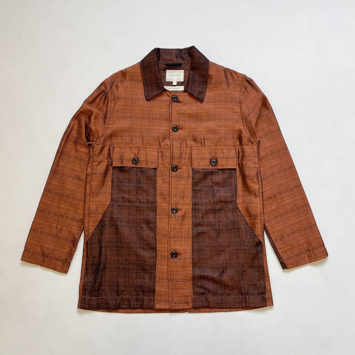 Nicholas Daley Sample Orange / Black Silk Utility Shirt Size US M / EU 48-50 / 2 - 15 Thumbnail