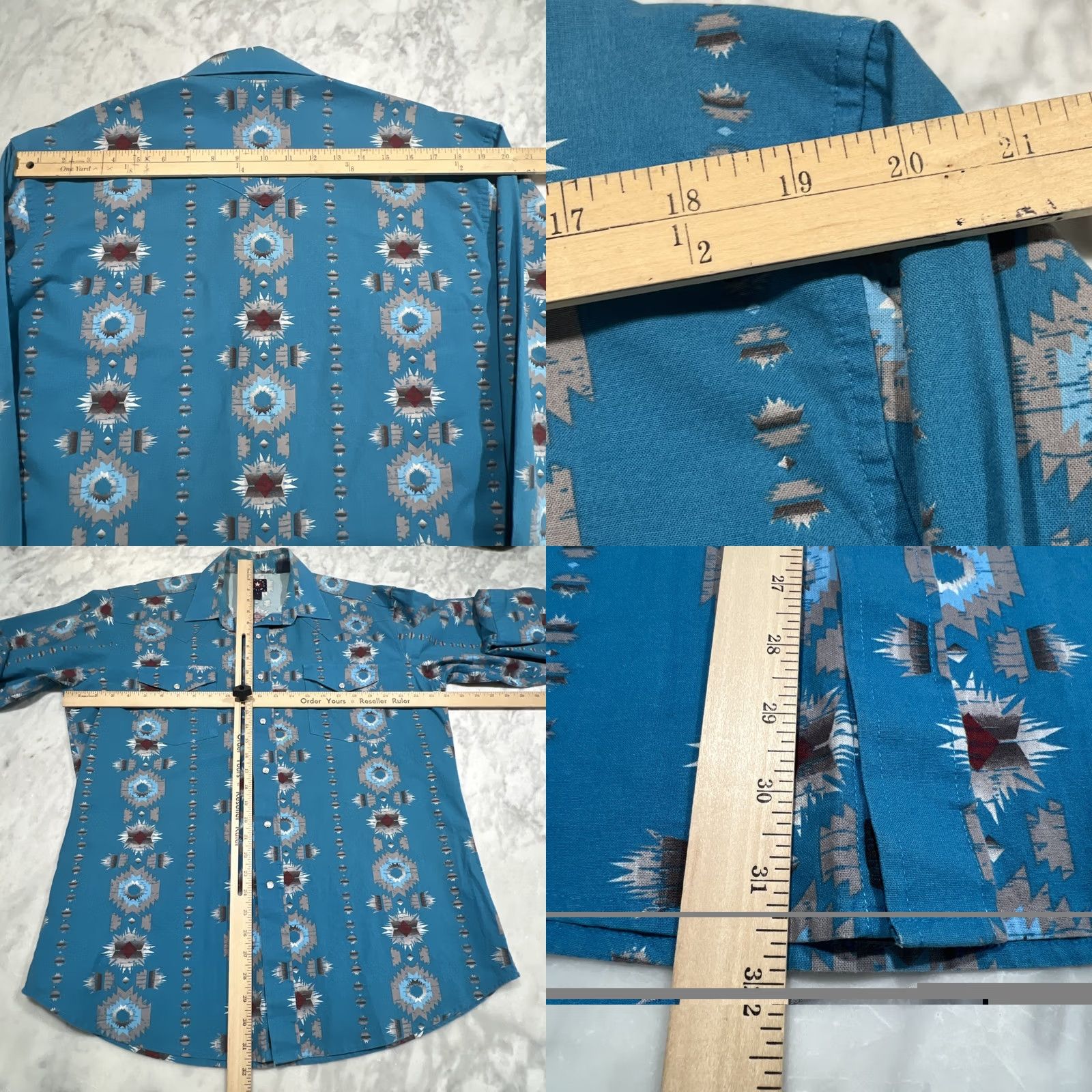 Vintage Panhandle Slim Western Pearl Snap Shirt Men L Aztec Southwest Long Sl. Cotton Size US L / EU 52-54 / 3 - 8 Thumbnail