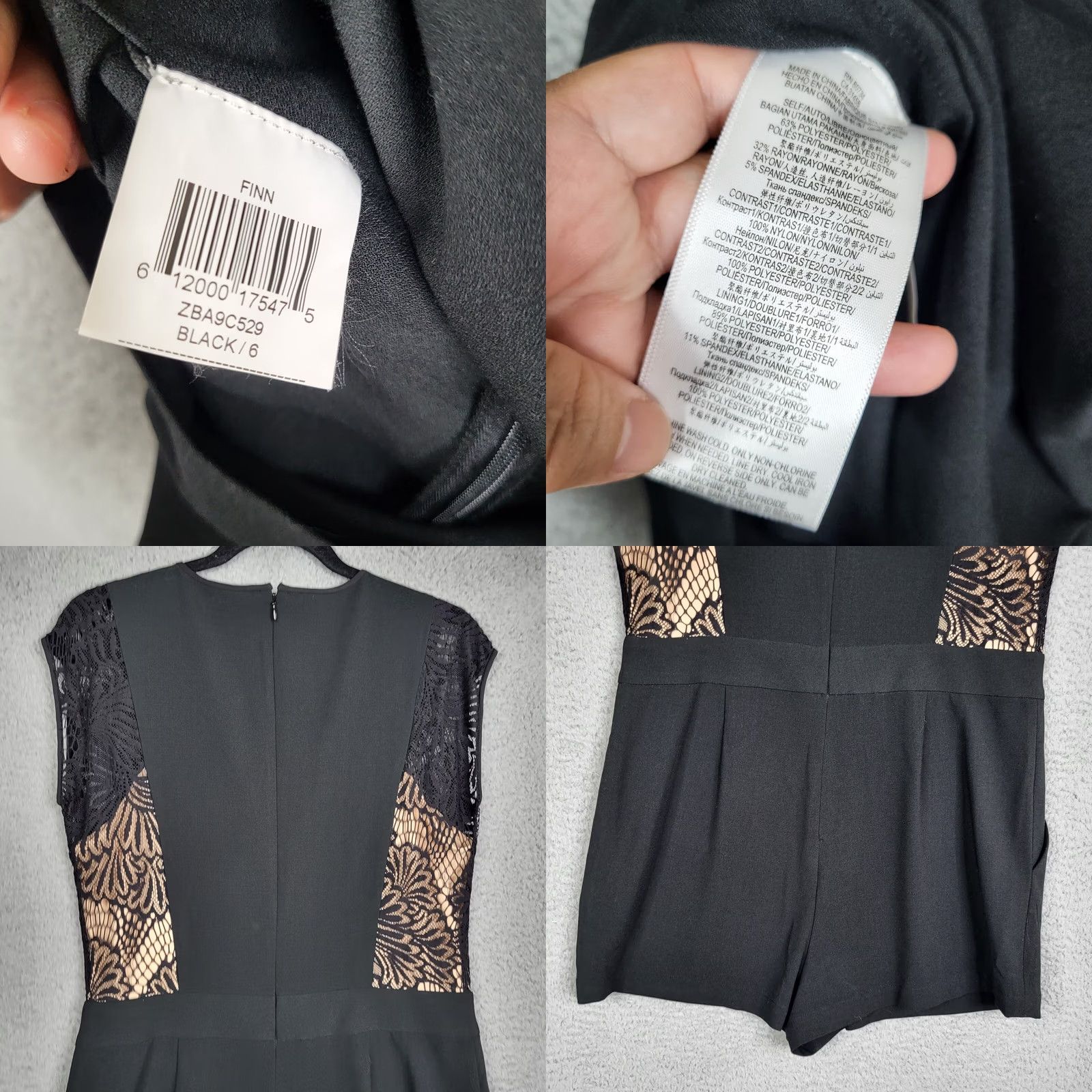 Bcbgmaxazria BCBGMAXAZRIA Jumpsuit One-Piece Black Women's Size 6 NEW V-Neck Short Sleeve Floral Romper Size 28" / US 6 / IT 42 - 8 Thumbnail