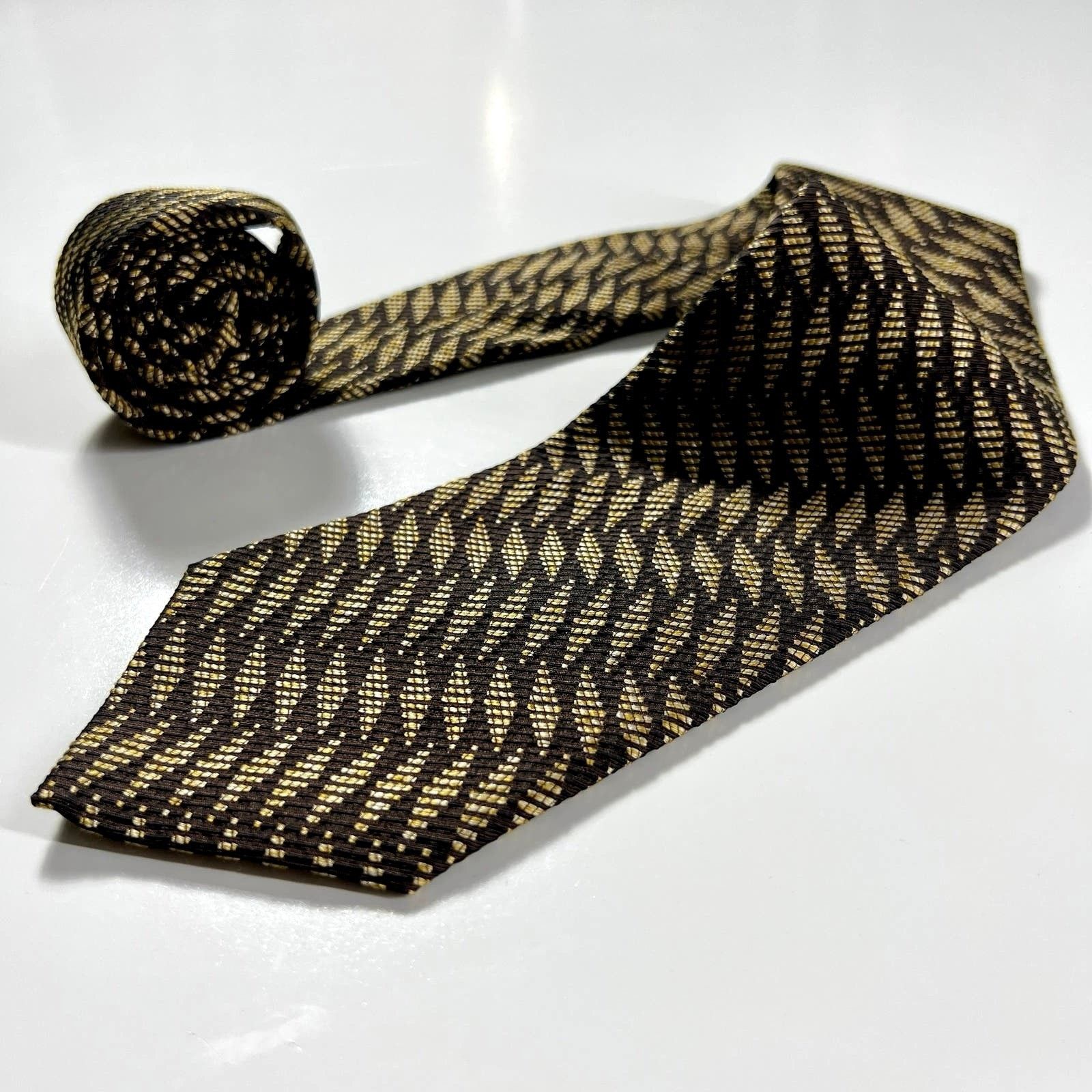 Coach Coach Men's Tie Black Gold Made In Italy Silk Woven Necktie Size ONE SIZE - 1 Thumbnail