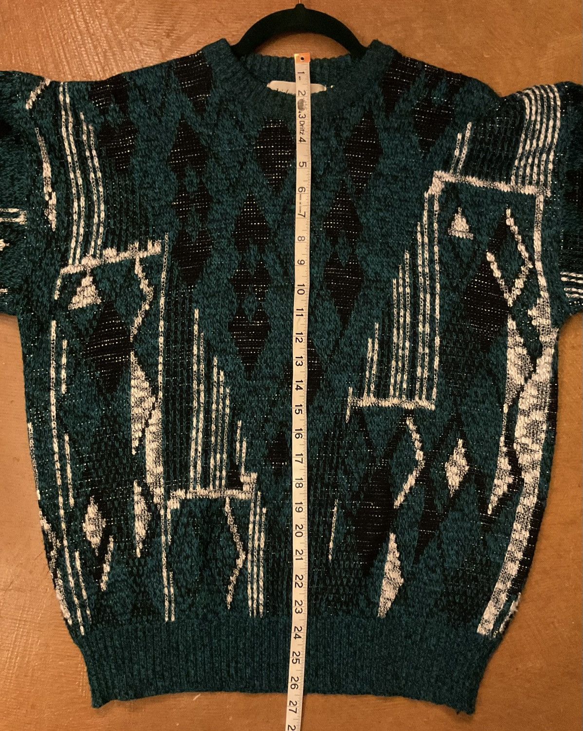 Other Geometric Teal and Black Crewneck Sweater Size US XL / EU 56 / 4 - 3 Thumbnail