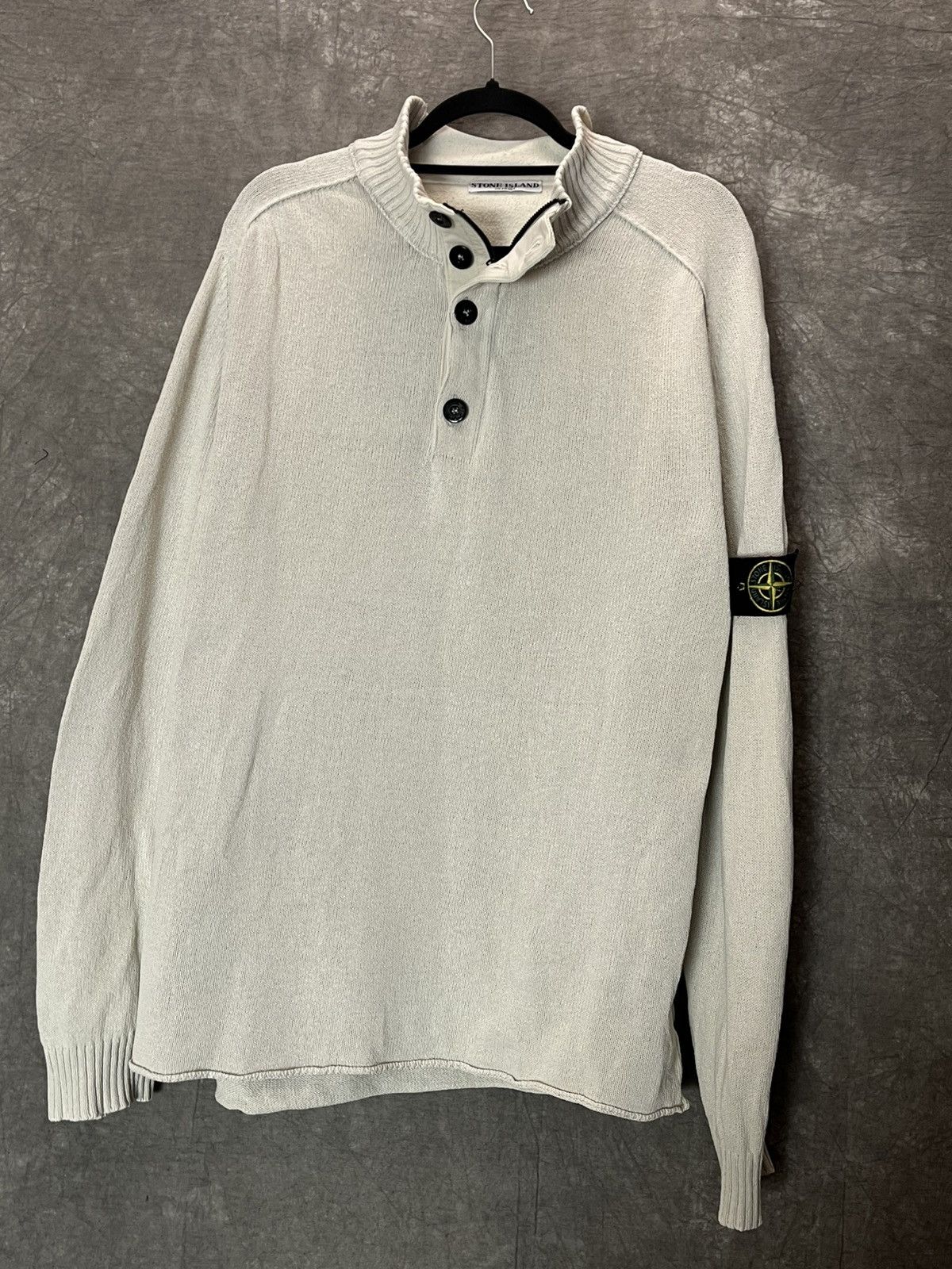 Massimo Osti × Stone Island × Vintage Stone Island Knitwear Sweater Jumper Heavy Half Zip Wool Size US XL / EU 56 / 4 - 1 Thumbnail