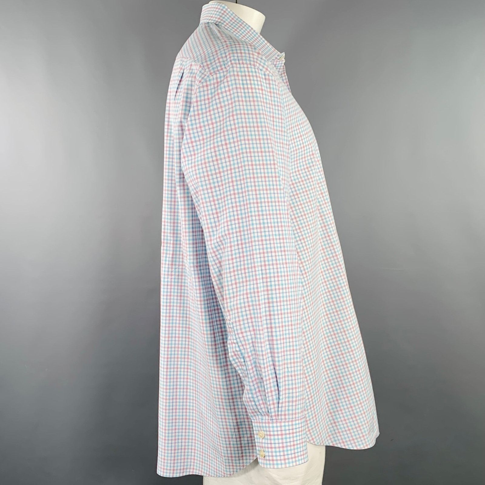 Charles Tyrwhitt Size XL White Red Blue Checkered Cotton Long Sleeve Shirt Size US XL / EU 56 / 4 - 3 Thumbnail