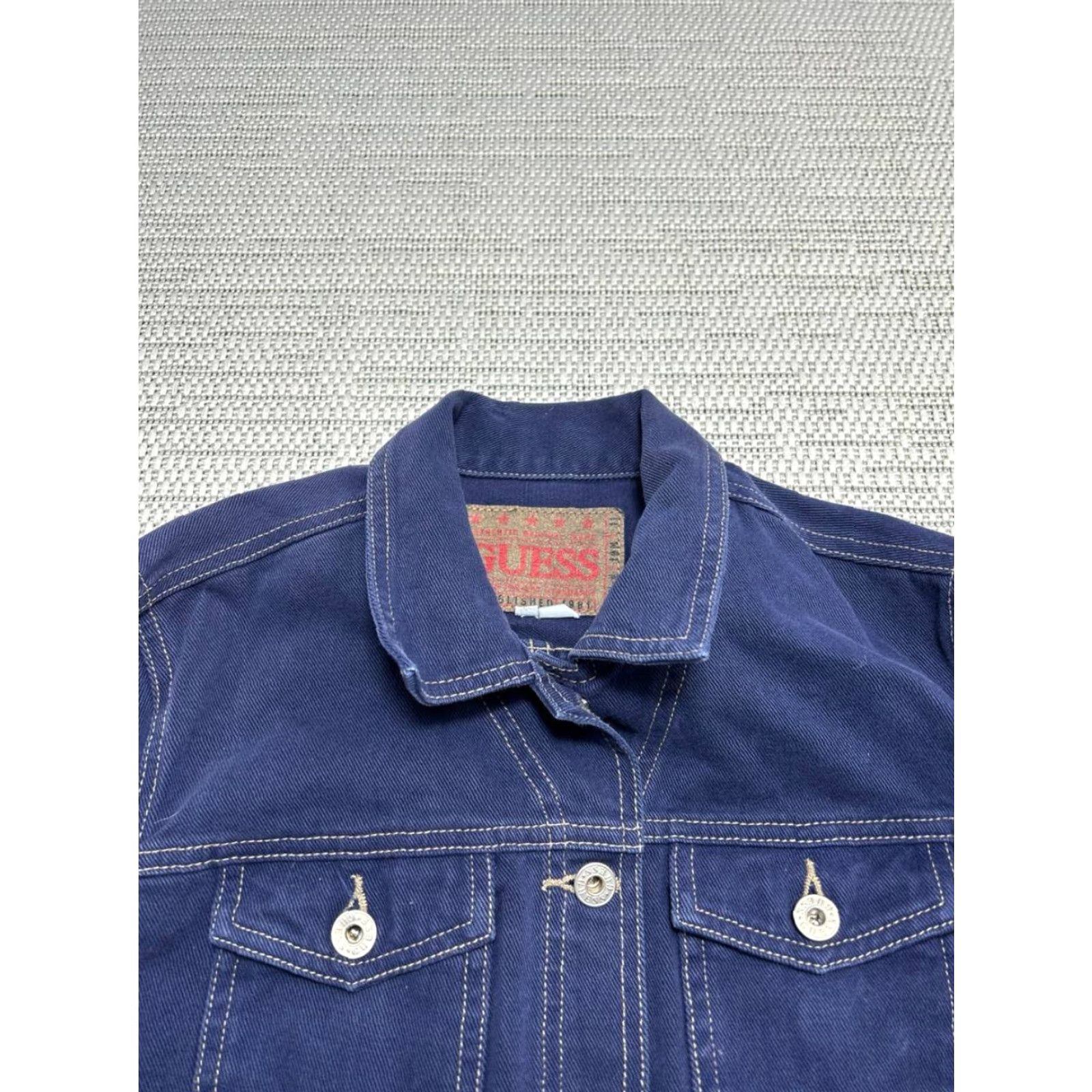 Guess Vtg Guess Trucker Jacket Womens XL Blue Denim Cotton Cropped Size XL / US 12-14 / IT 48-50 - 2 Thumbnail