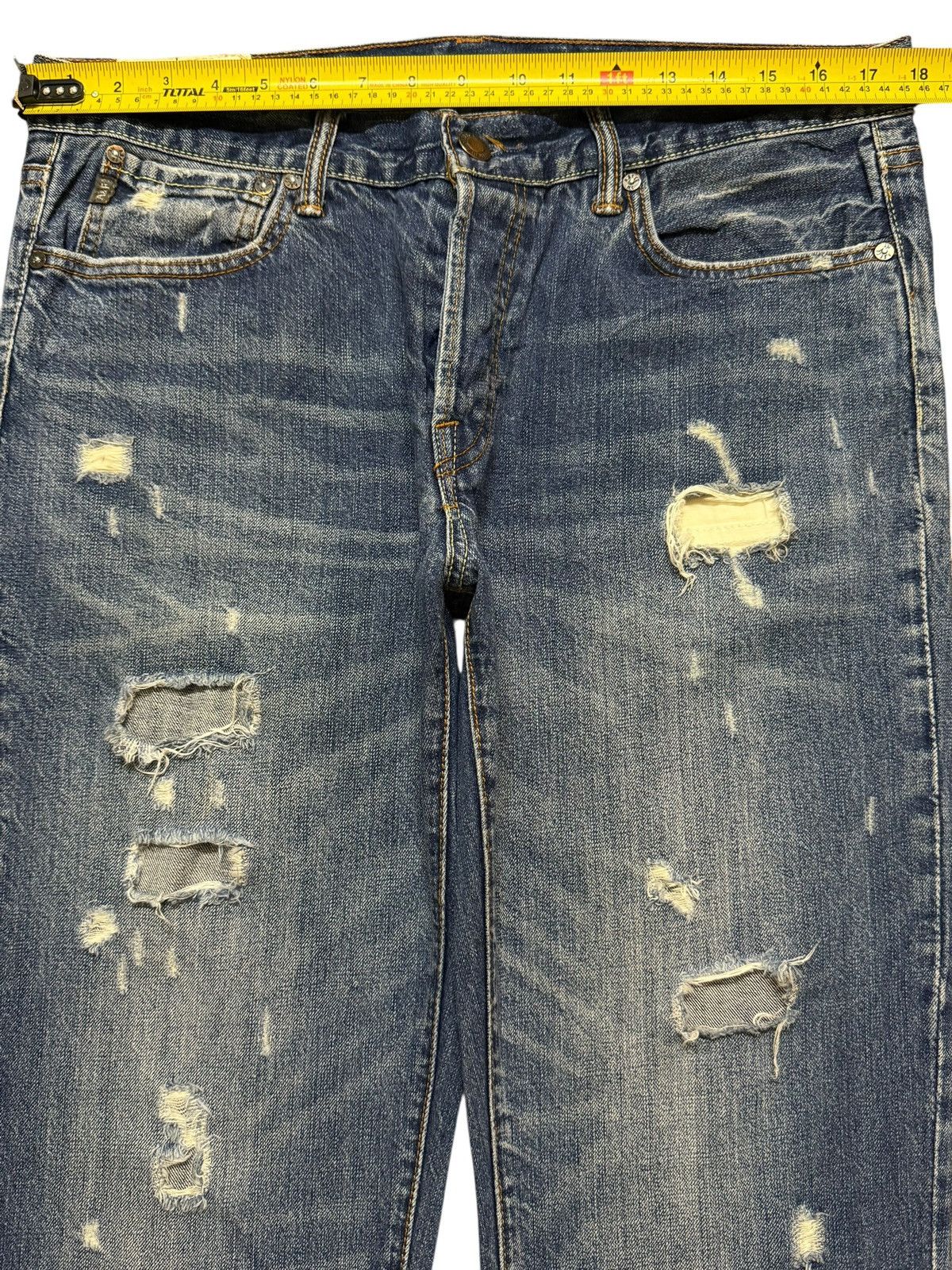 Abercrombie & Fitch Vintage 90s Abercrombie & Fitch Blue Wash Ripped Regular Fit Size US 34 / EU 50 - 9 Thumbnail
