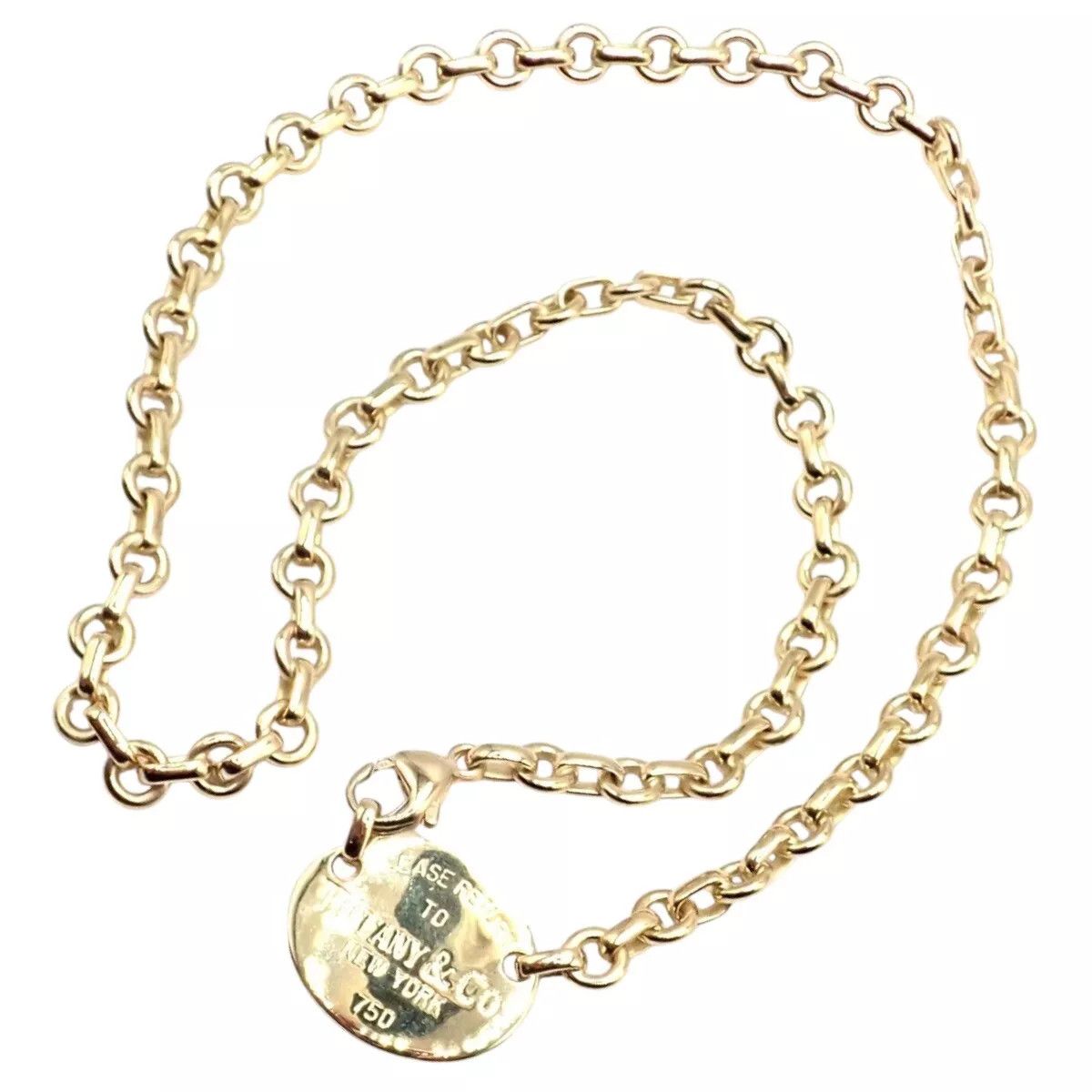 Tiffany & Co. 18k Yellow Gold Oval Tag Link Necklace Size ONE SIZE - 1 Thumbnail