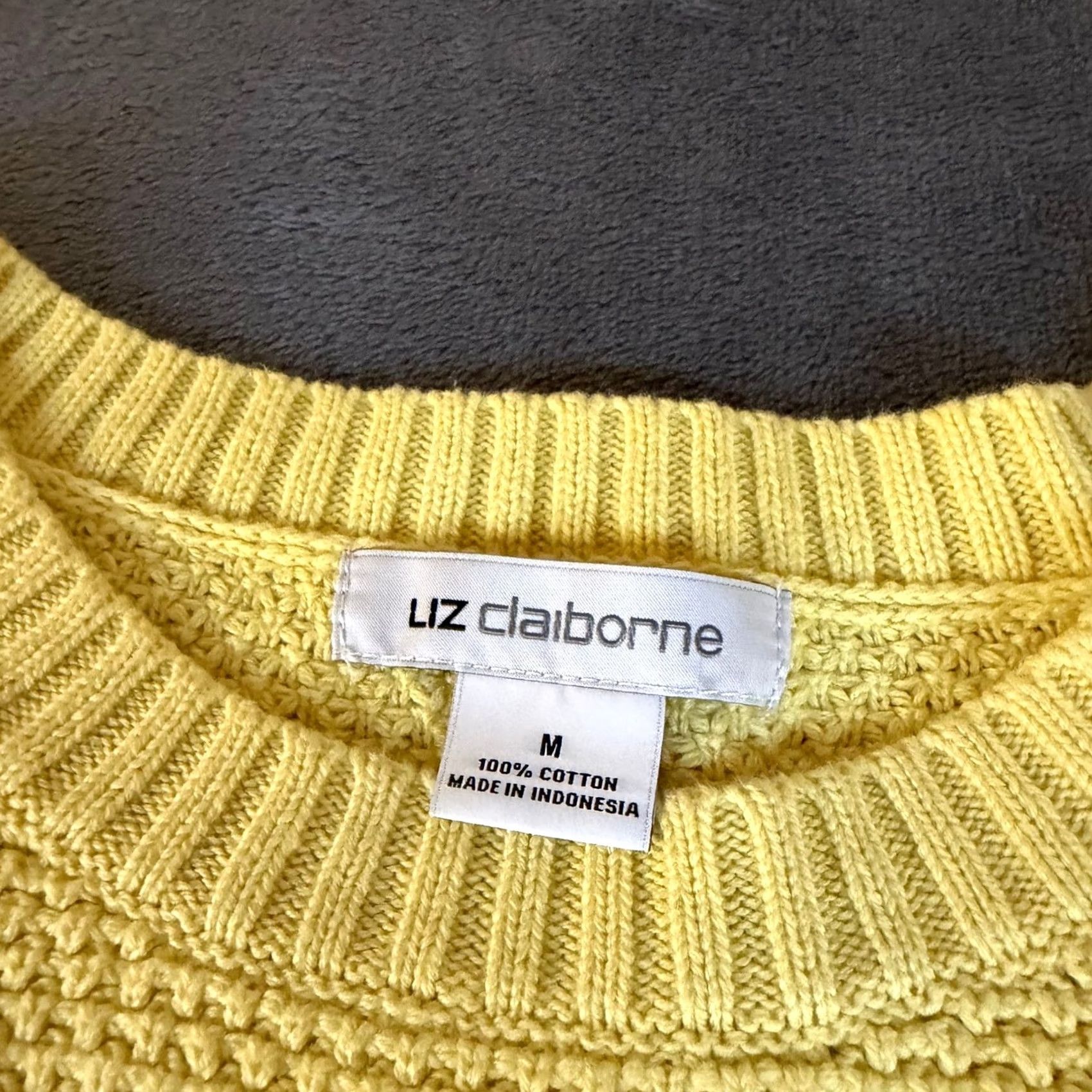 Liz Claiborne Liz Claiborne Striped Crew Neck Cotton Sweater Gray Yellow Womens M Size M / US 6-8 / IT 42-44 - 2 Thumbnail
