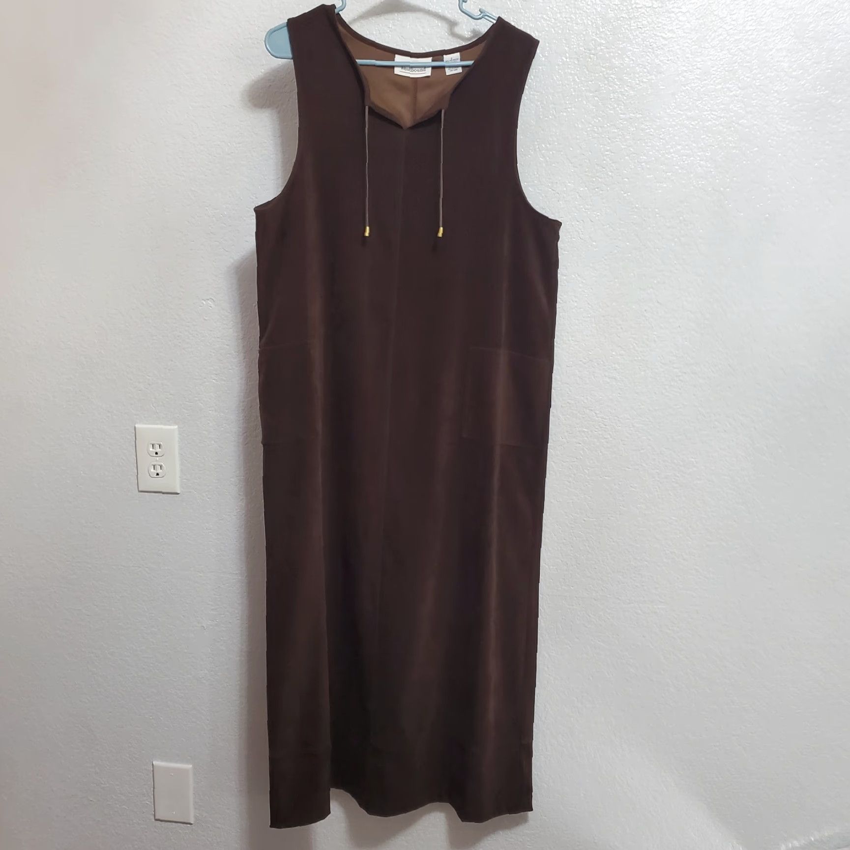 Vintage Westbound Dress Women L Brown Maxi Faux Suede Sleeveless Pockets Western Oversized Bohemian Western Fall Spring Summer Womens Size L / US 10 / IT 46 - 2 Thumbnail