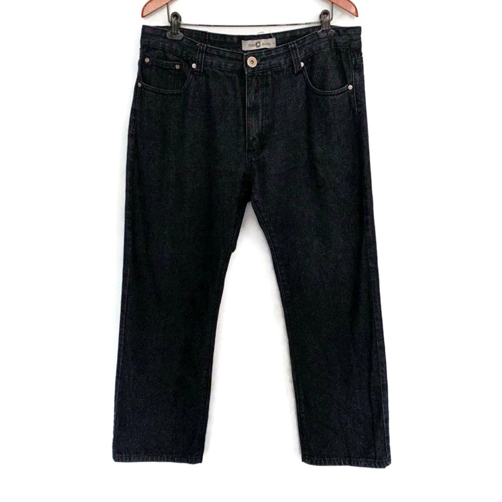 Vintage Tool Jeans Mens Classic Straight Black 5 Pocket Dark Wash 100% ...