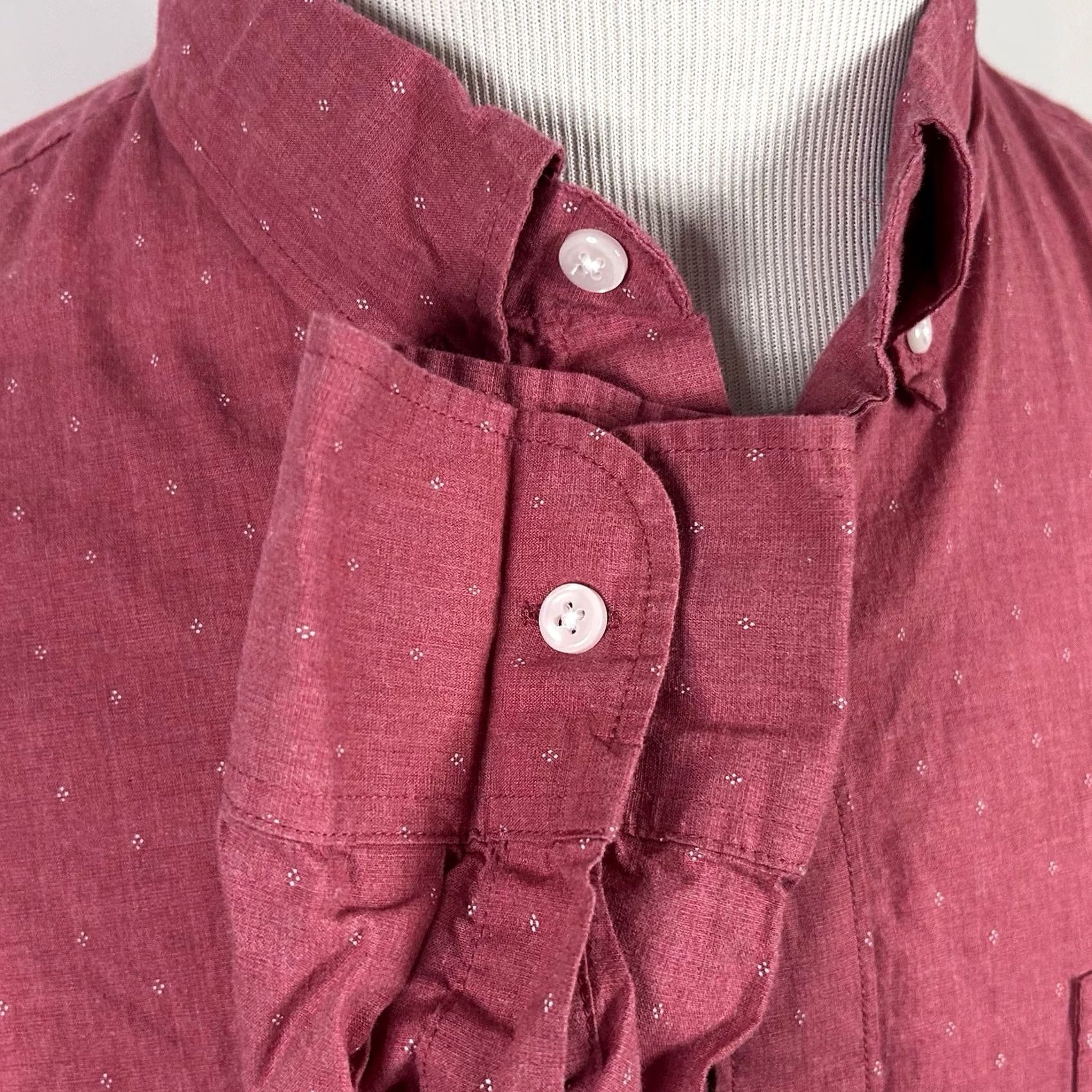 J.Crew J.CREW Shirt Slim Large Secret Wash Red White Speckled Cotton Blend Casual Button-Up Long Sleeve Mens Regular Size L Size US L / EU 52-54 / 3 - 4 Thumbnail