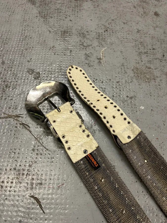 Vintage 2000s Nanni Metal White Crocodile Effect Leather Belt Size ONE SIZE - 6 Thumbnail
