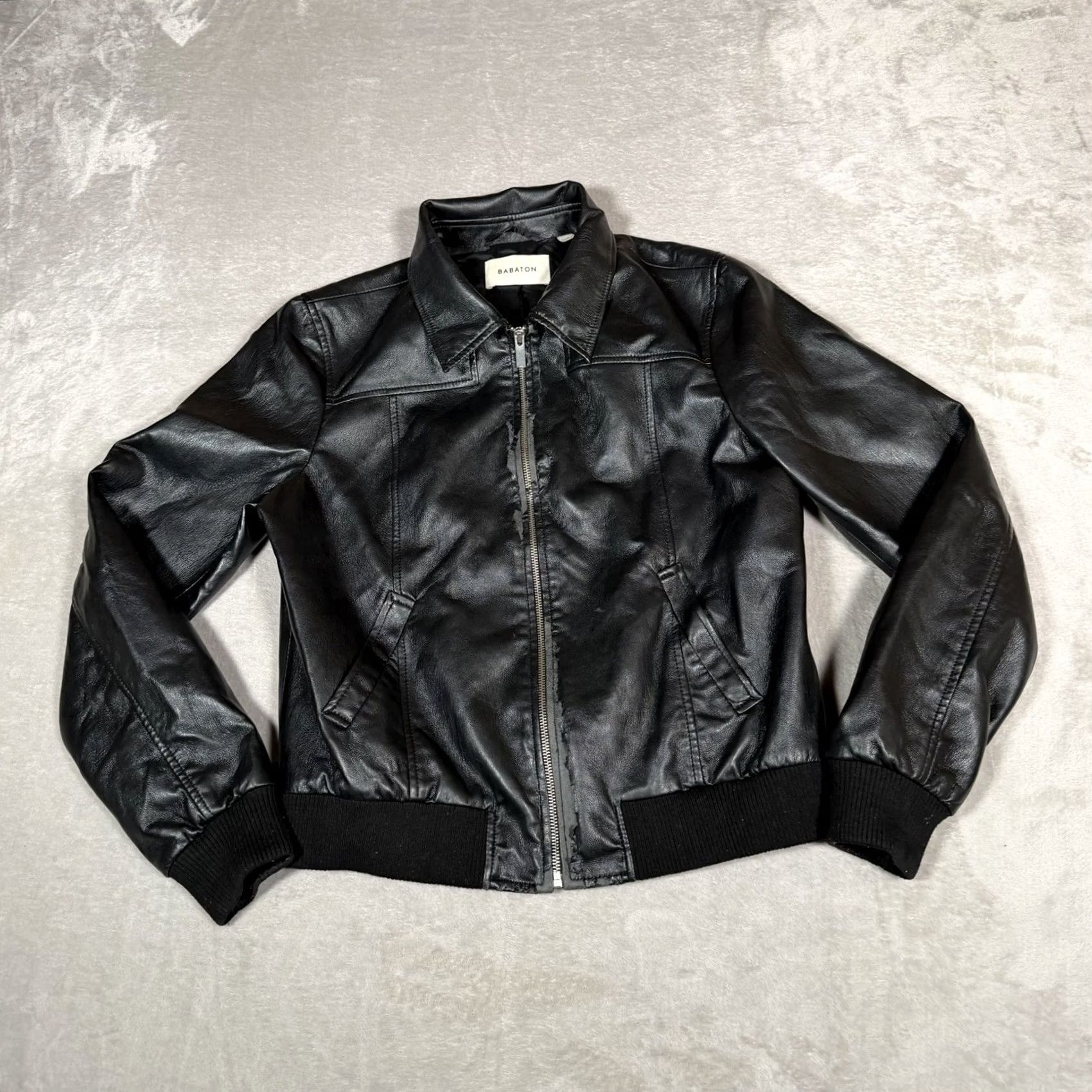 Aritzia Aritzia Babaton Jacket Womens Large Black Full Zip Bomber Faux Leather Size L / US 10 / IT 46 - 4 Thumbnail