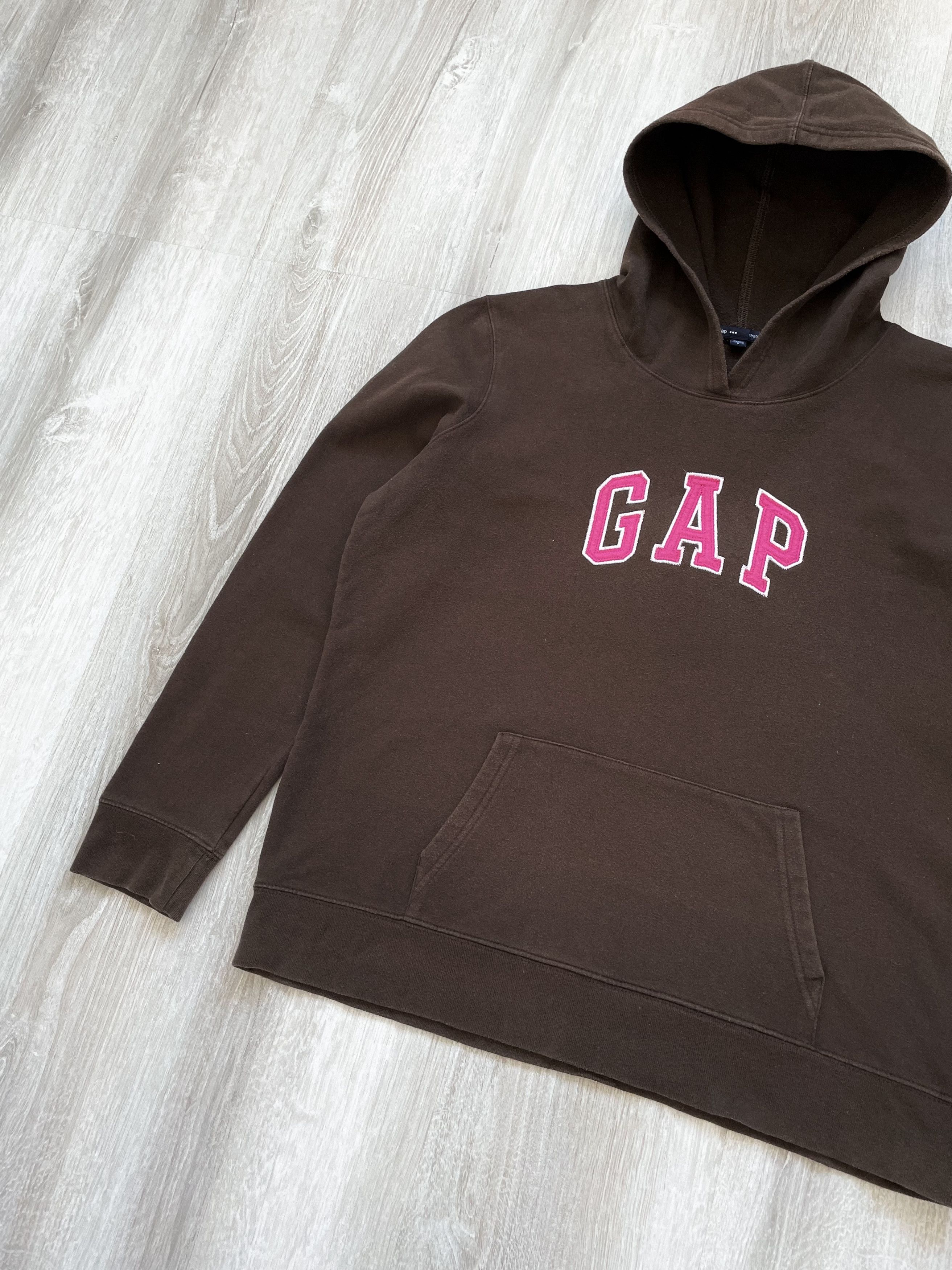 Gap Vintage GAP Women's Brown Hype Hoodie Embroidered Logo Size L / US 10 / IT 46 - 3 Thumbnail
