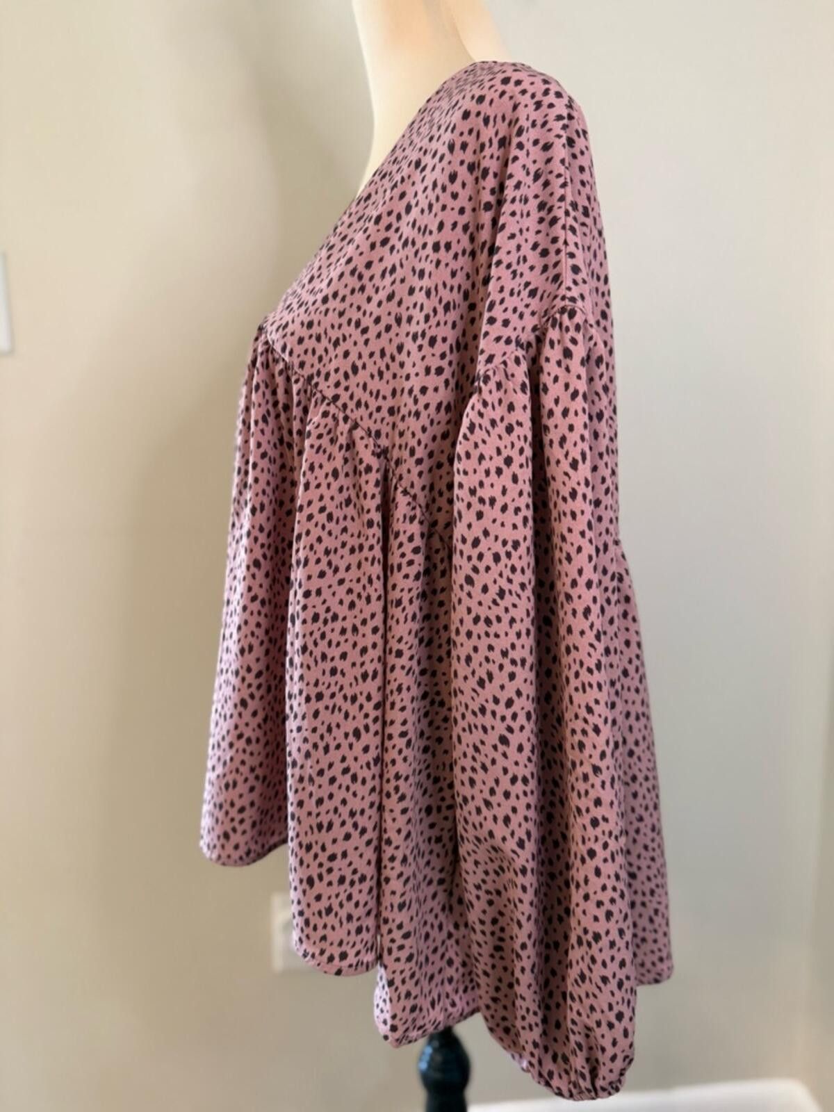Other Glam peplum top rusty pink & black leopard print SZ SM Size S / US 4 / IT 40 - 3 Thumbnail