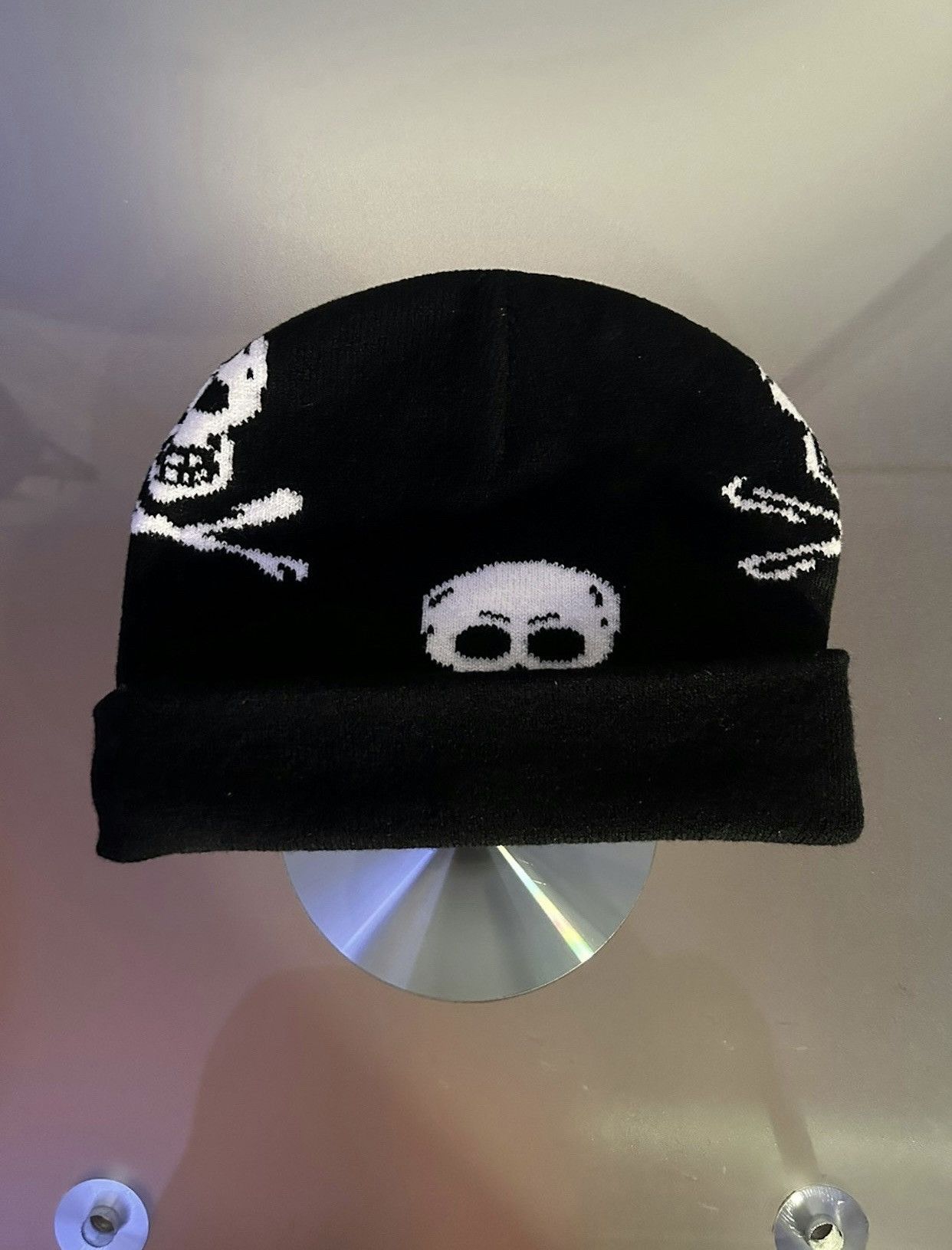 Japanese Brand × Vintage Y2K Skull Crossbone Beanie Size ONE SIZE - 2 Thumbnail
