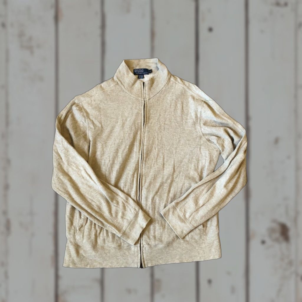 Ralph Lauren Polo Ralph Lauren Jacket Full Zip Men's L Beige Solid Cotton Knit Casual Size US L / EU 52-54 / 3 - 1 Thumbnail