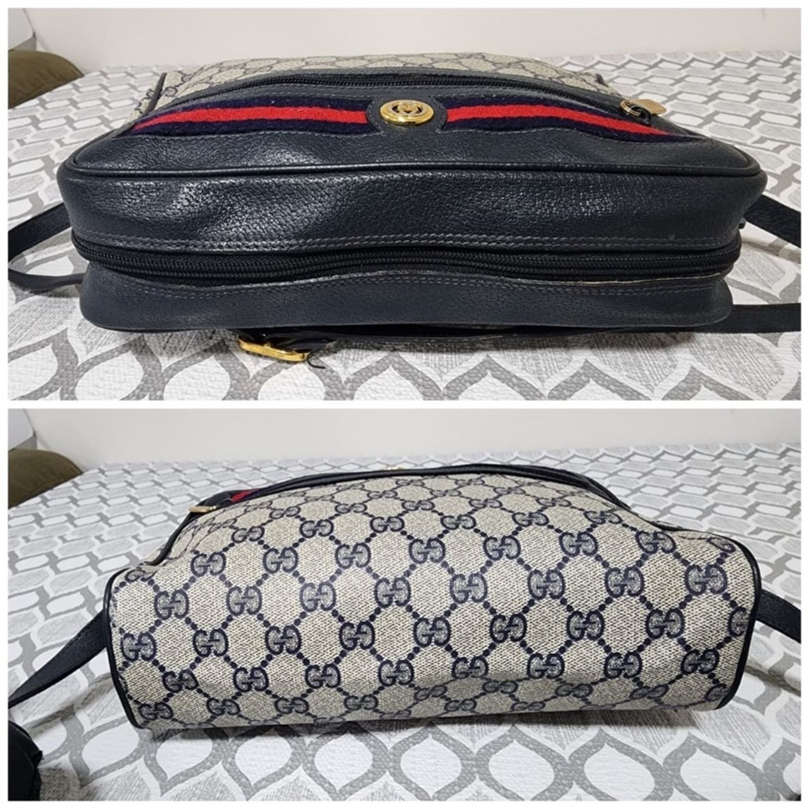 Gucci A GUCCI Vintage Ophidia Shoulder Bag Navy Blue/Grey Shoulder Size ONE SIZE - 5 Thumbnail