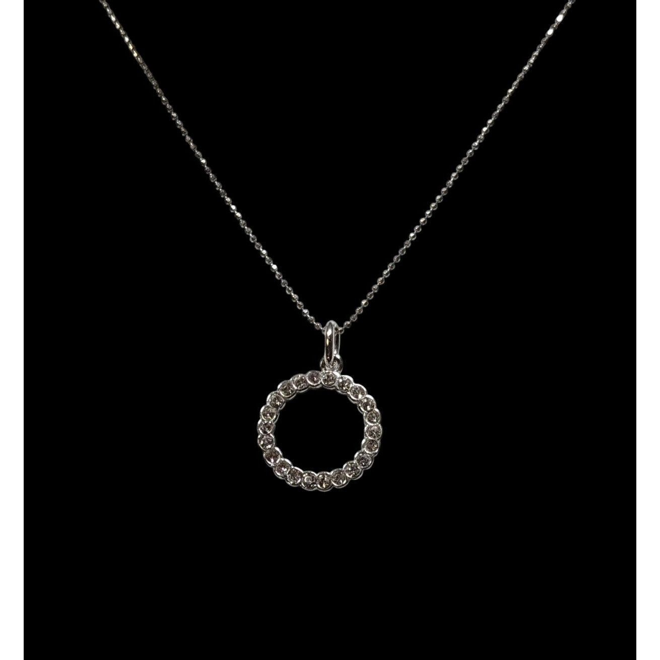 Other Geometric Glam Silver Tone Round Pendant Necklace With Clear Size ONE SIZE - 2 Thumbnail