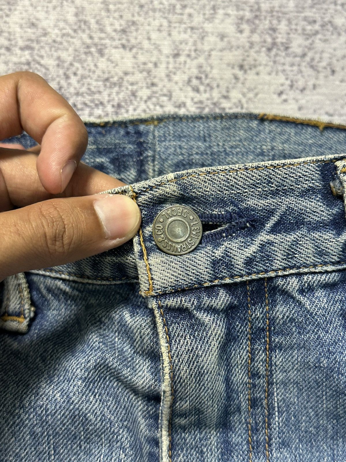 Kapital Vintage Levis 501 Button J22 Selvedge Distressed Denim Jeans Size US 27 - 9 Thumbnail