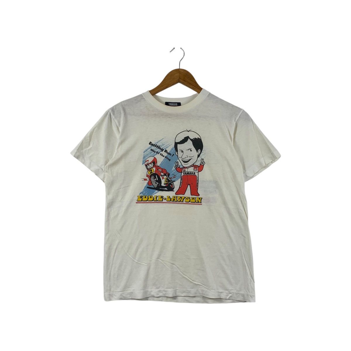 Vintage Vintage 80’ YAMAHA EDDIE LAWSON MotoGP Rider Tee Shirt Top Size US S / EU 44-46 / 1 - 1 Thumbnail