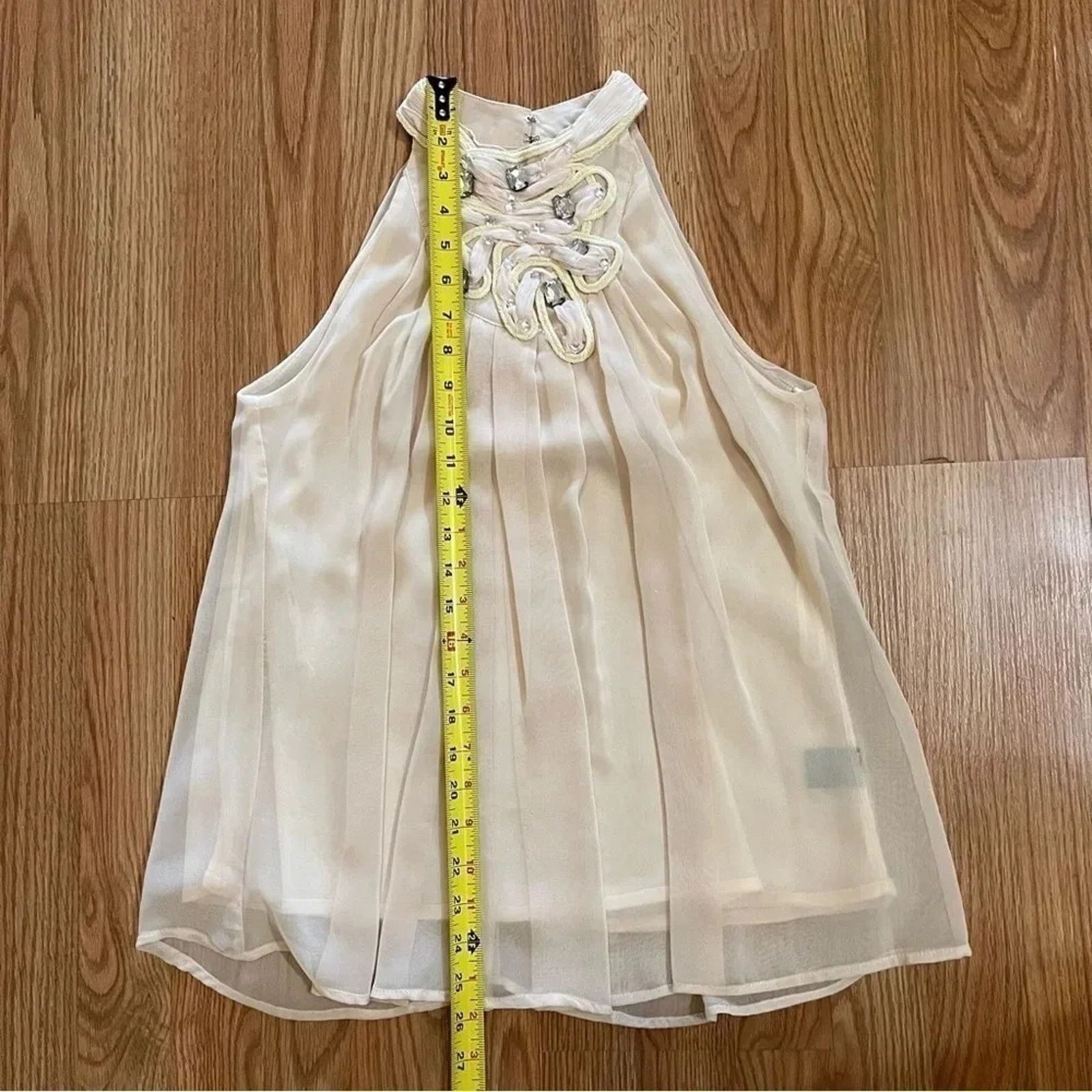 Other Black Brand Sz S Cream Sleeveless Tank Flowy High Neck Size S / US 4 / IT 40 - 8 Thumbnail