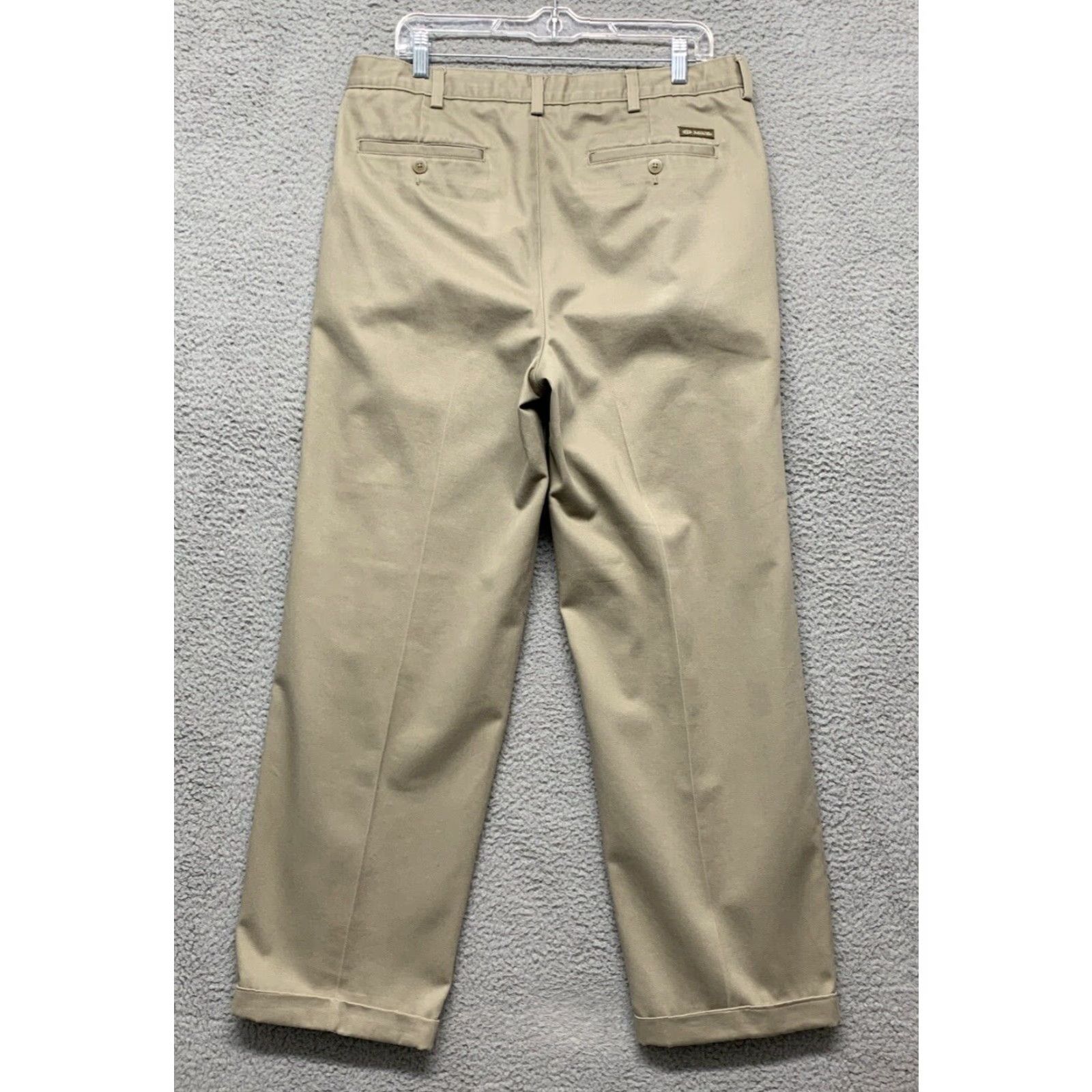 Logo 7 Dress Pants Men 34W 30L Tan Pleated Front Cuffed Hem Button Pockets LOGO Size US 34 / EU 50 - 4 Thumbnail