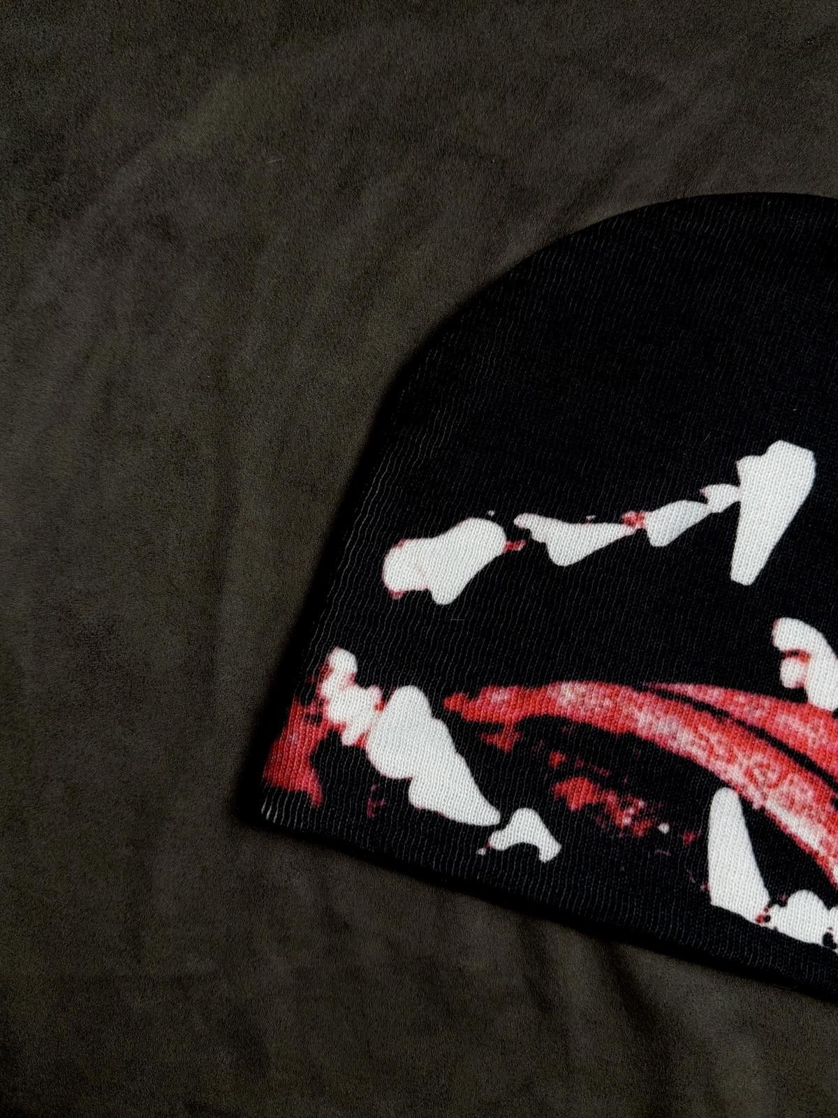 Japanese Brand Yokokids Venom Bite Graphic No Cuff Knit Black Beanie Hat Size ONE SIZE - 3 Thumbnail