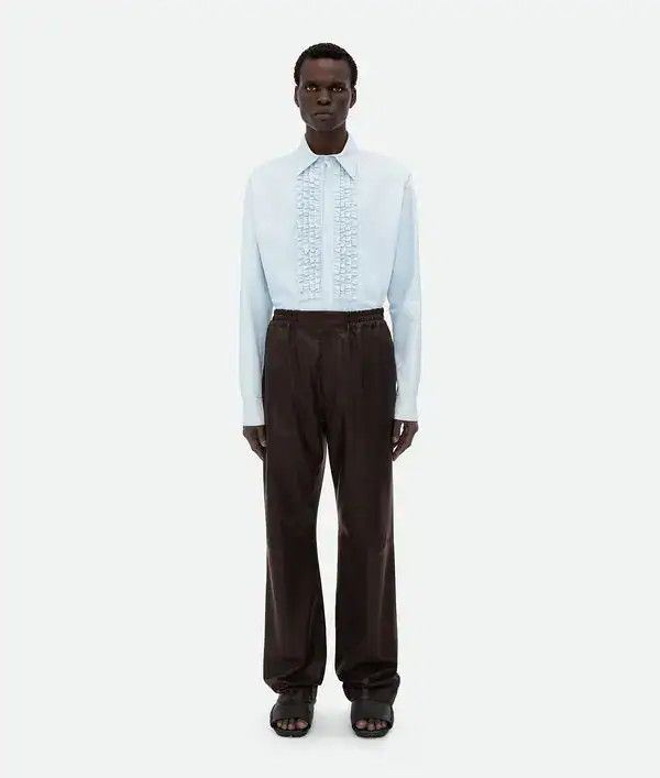 Bottega Veneta o1bcso1str0226 Leather Shirt in Light Blue Size US M / EU 48-50 / 2 - 1 Thumbnail